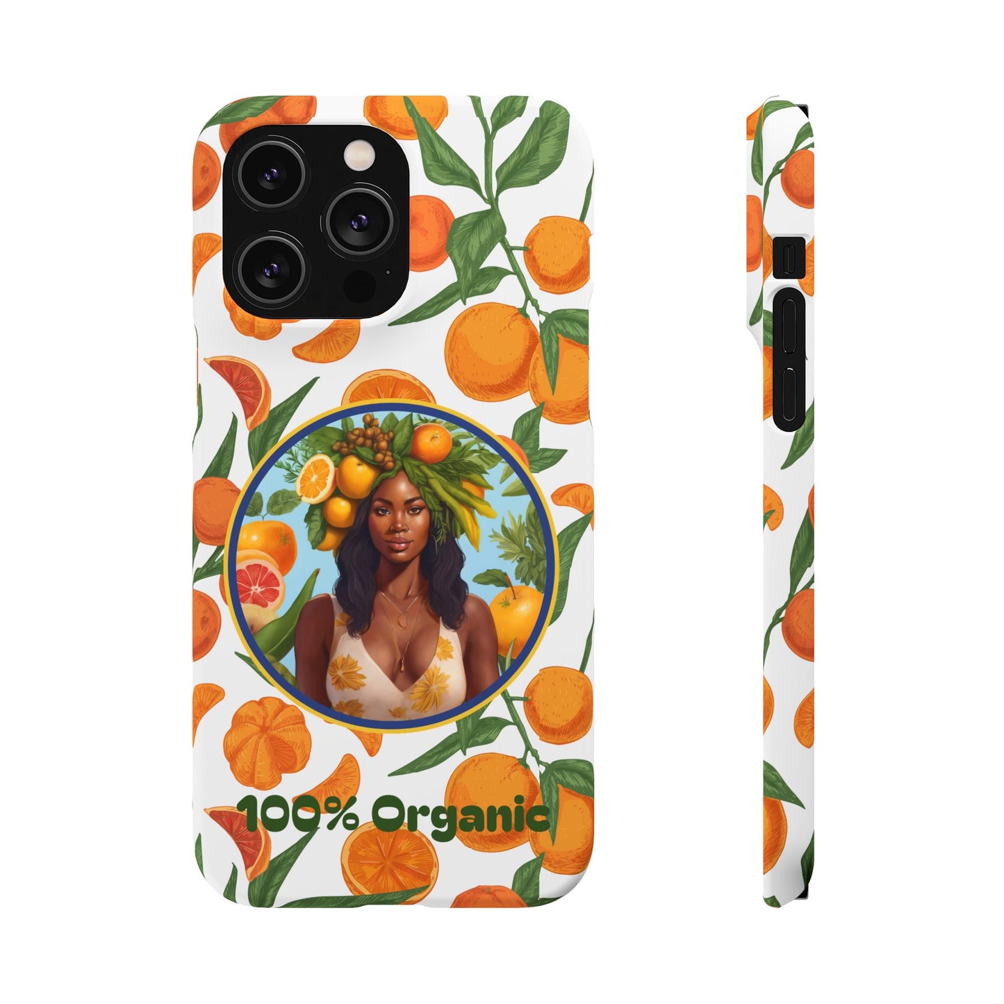 100% Organic Orange Plant Garden Snap Phone Case with Black Woman, Veggie Chic for Androids and iPhone models