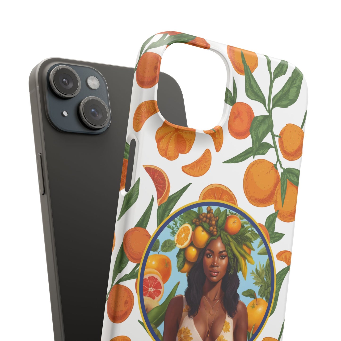 100% Organic Orange Plant Garden Snap Phone Case with Black Woman, Veggie Chic for Androids and iPhone models