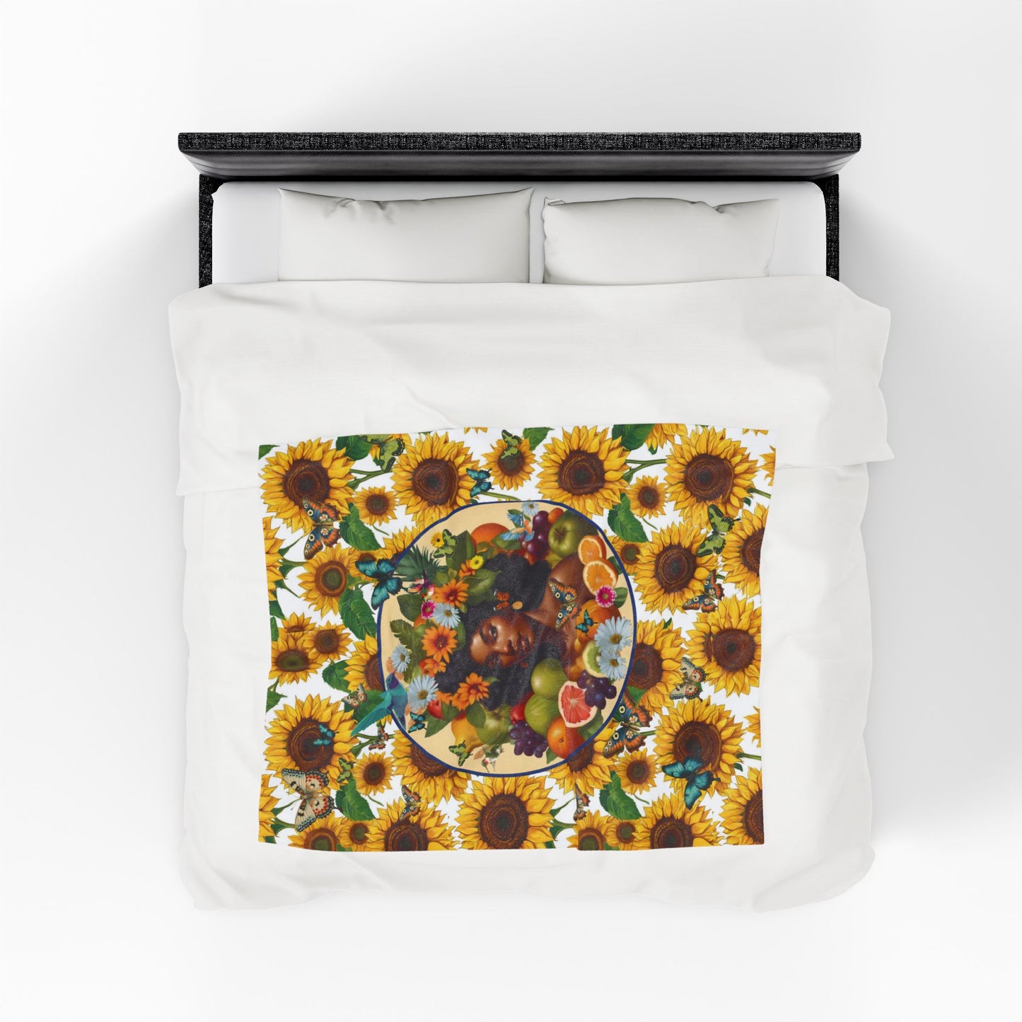 Organically Me Sunflower2 Plant Garden Blanket, Wall Hanging, Tablecloth (Velveteen); 50 x 60in