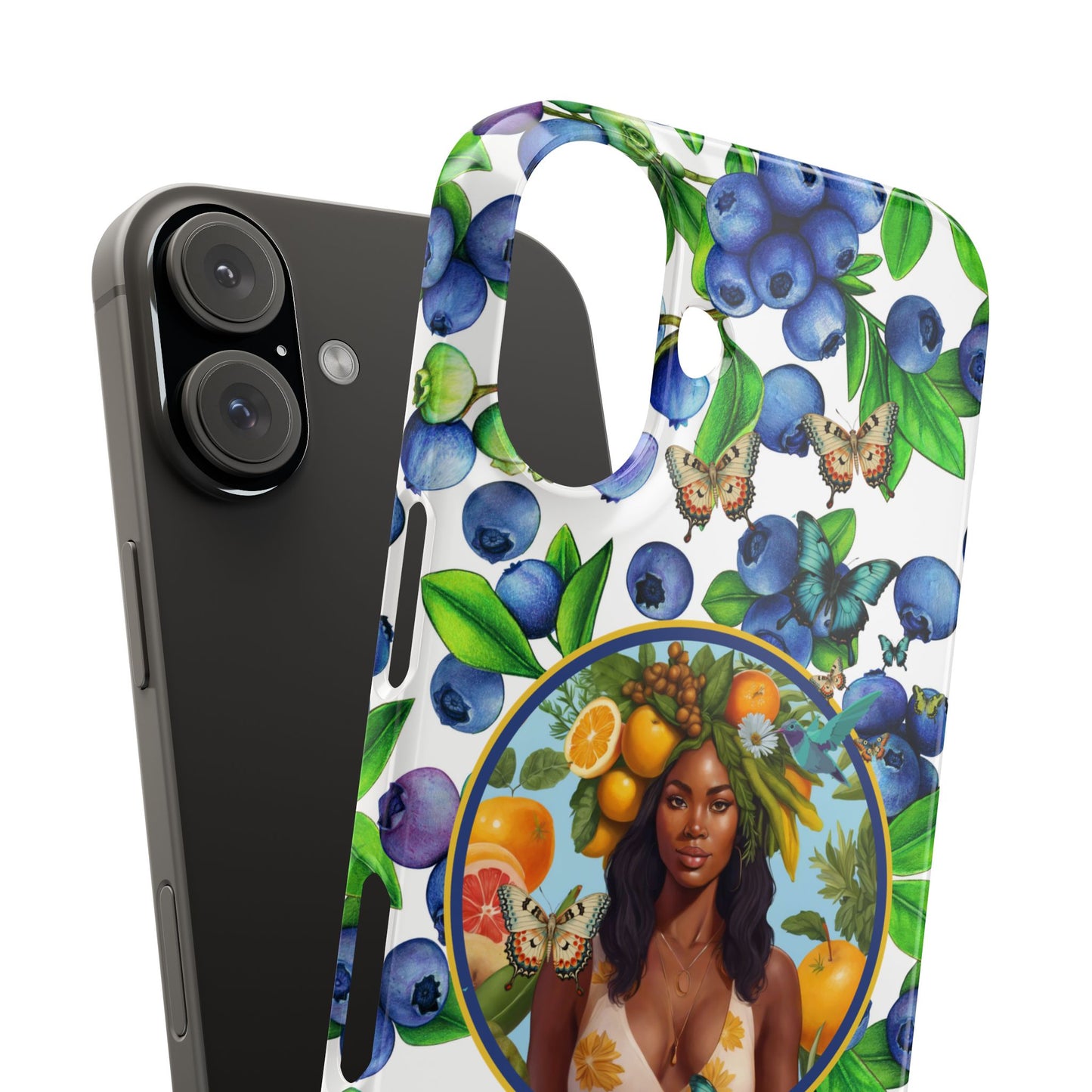Organically Me Blueberry Plant B Garden Snap Phone Case with Black Woman, for iPhone and Android
