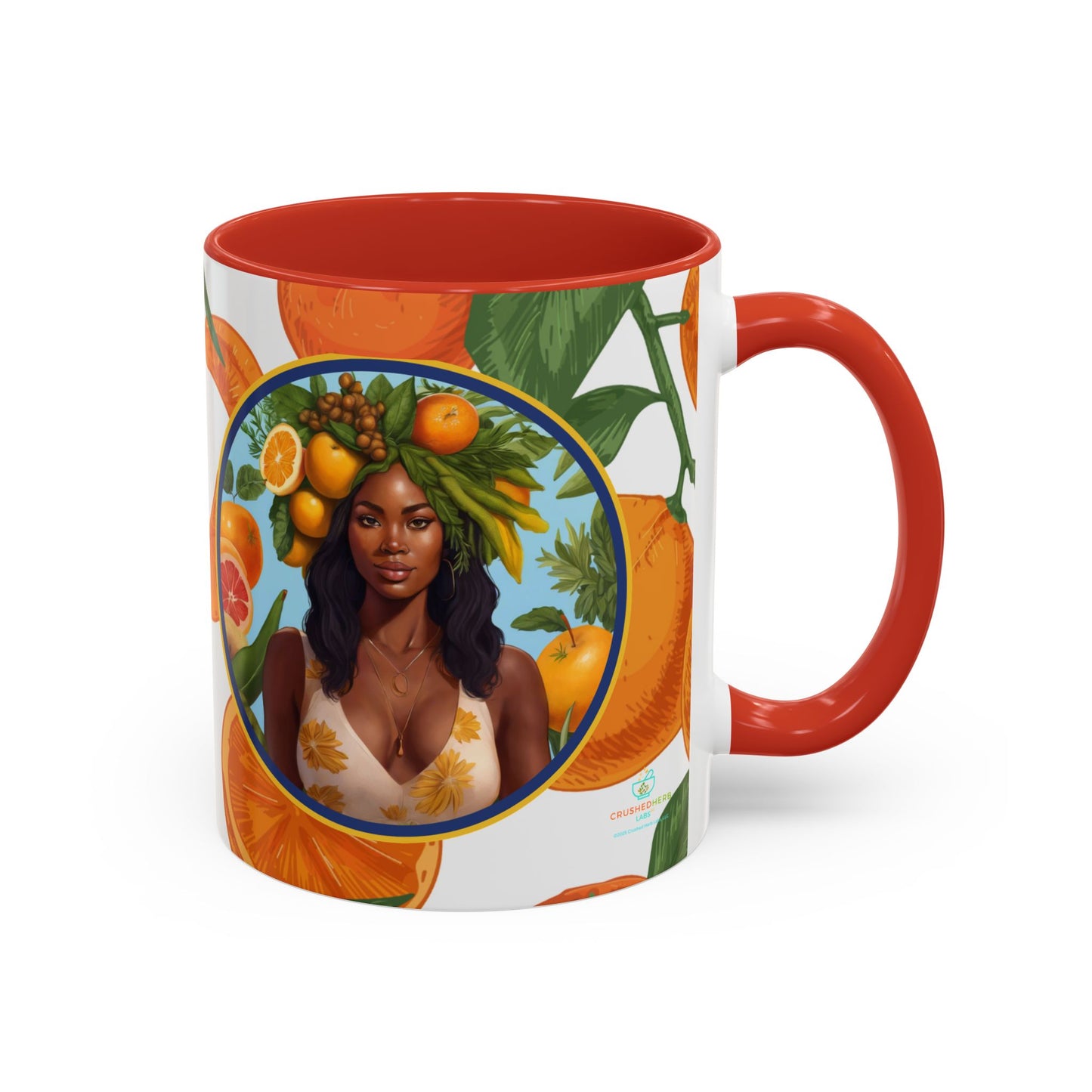 100% Organic Orange Plant Garden Vegan Ceramic Plant Mug with Black woman (11oz) 8 Color Combos