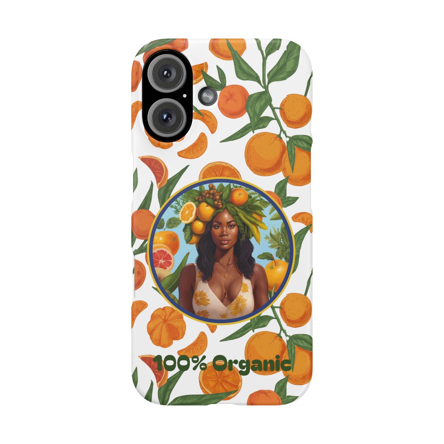 100% Organic Orange Plant Garden Snap Phone Case with Black Woman, Veggie Chic for Androids and iPhone models