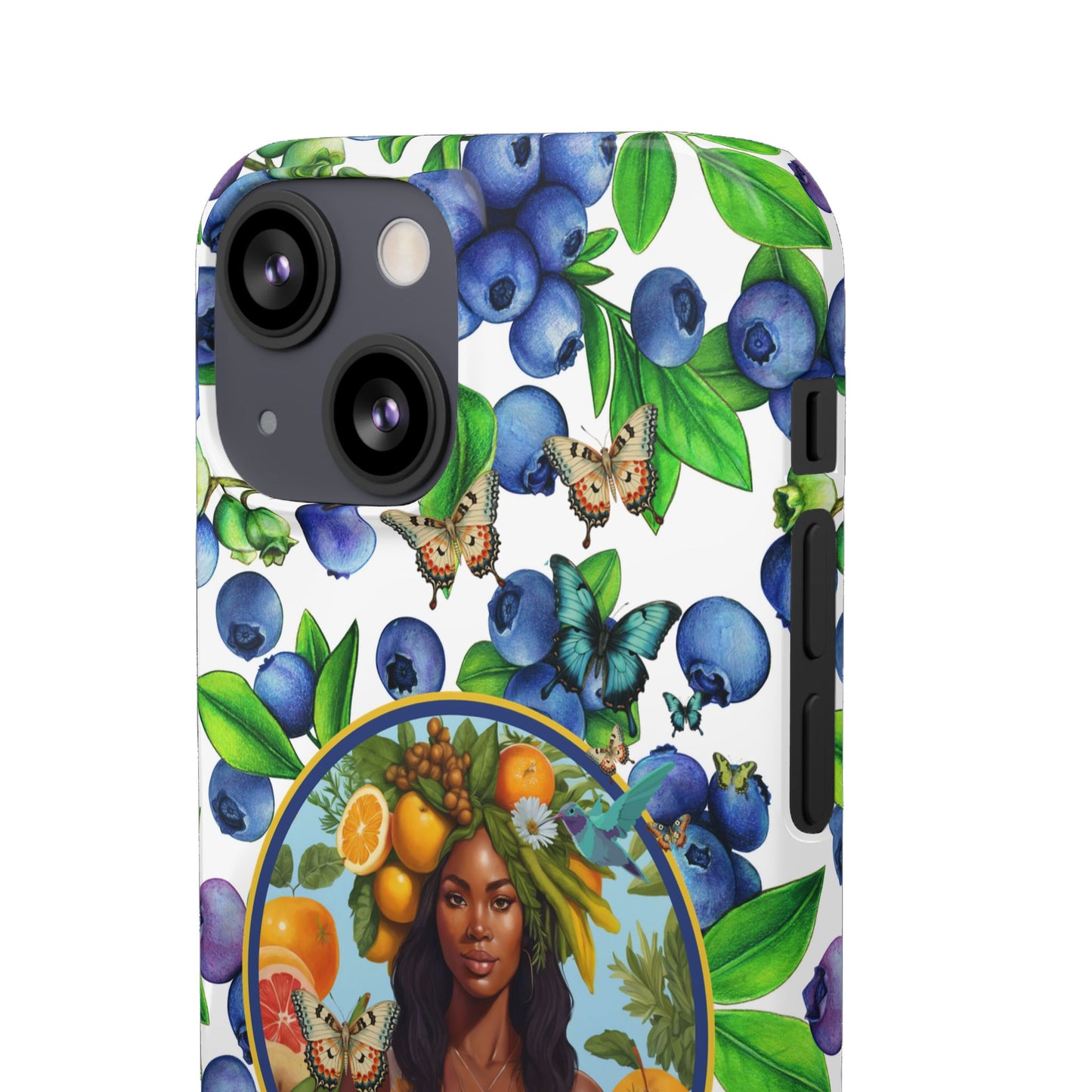 Organically Me Blueberry Plant B Garden Snap Phone Case with Black Woman, for iPhone and Android
