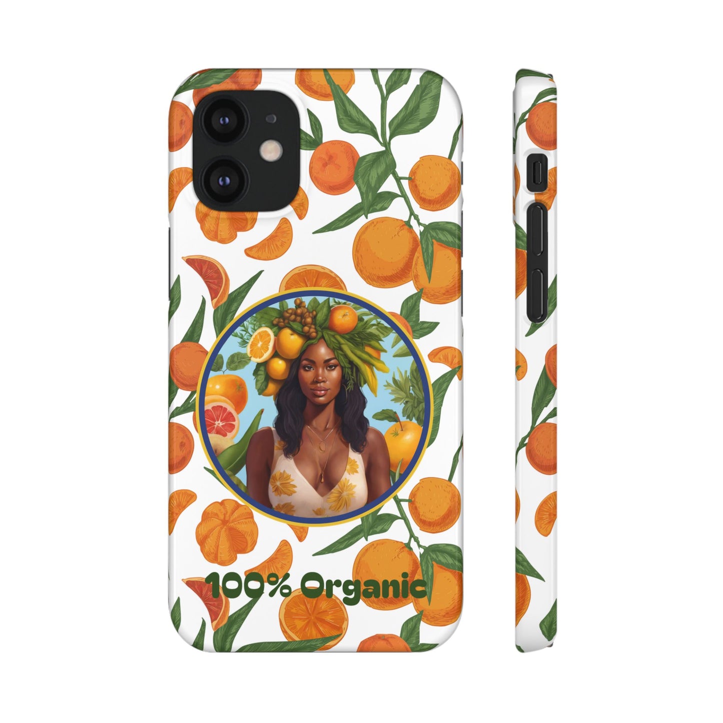 100% Organic Orange Plant Garden Snap Phone Case with Black Woman, Veggie Chic for Androids and iPhone models