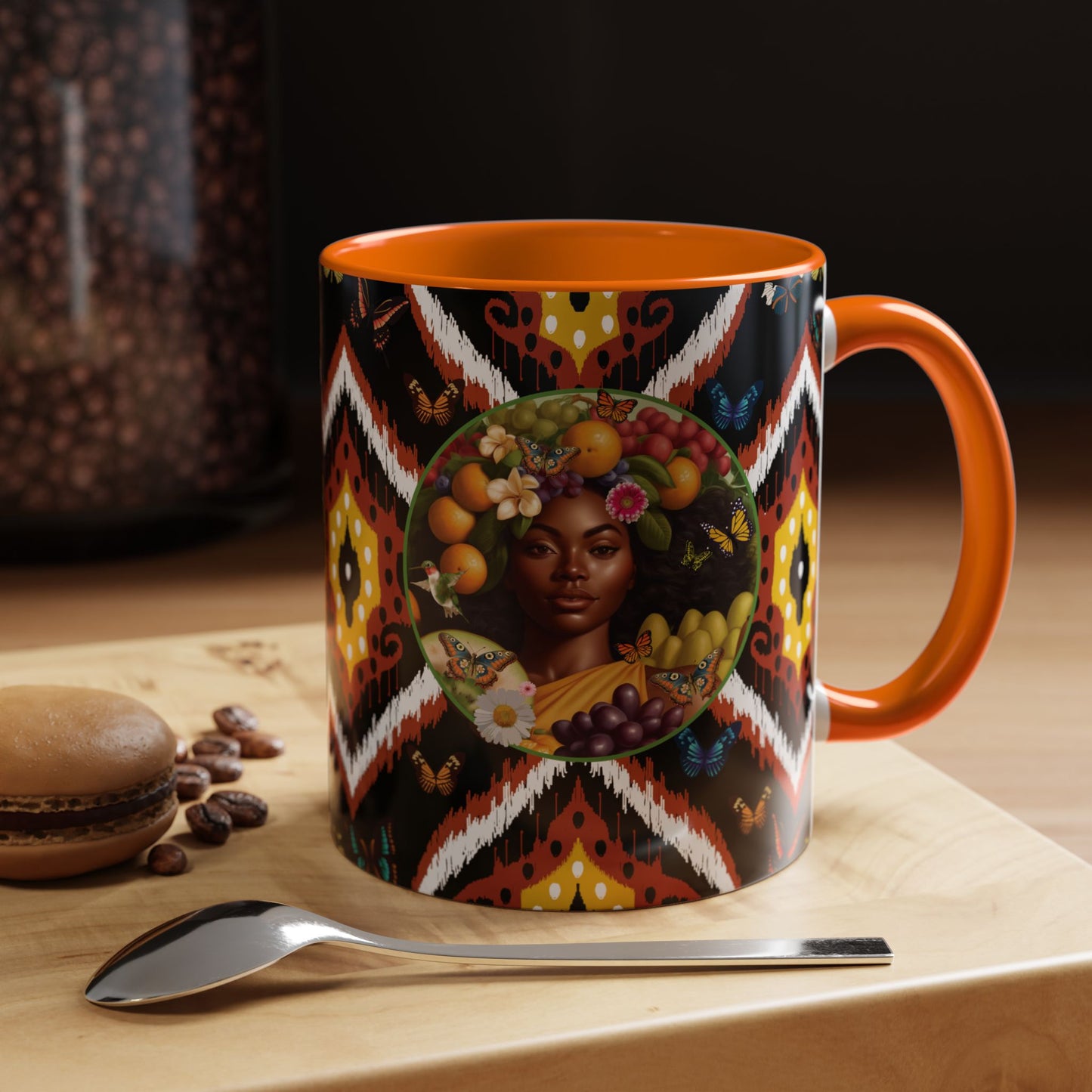 Organically Me A.1 Tribal Butterfly Plant Garden Vegan Ceramic Plant Mug with Black woman (11oz) 8 Color Combos