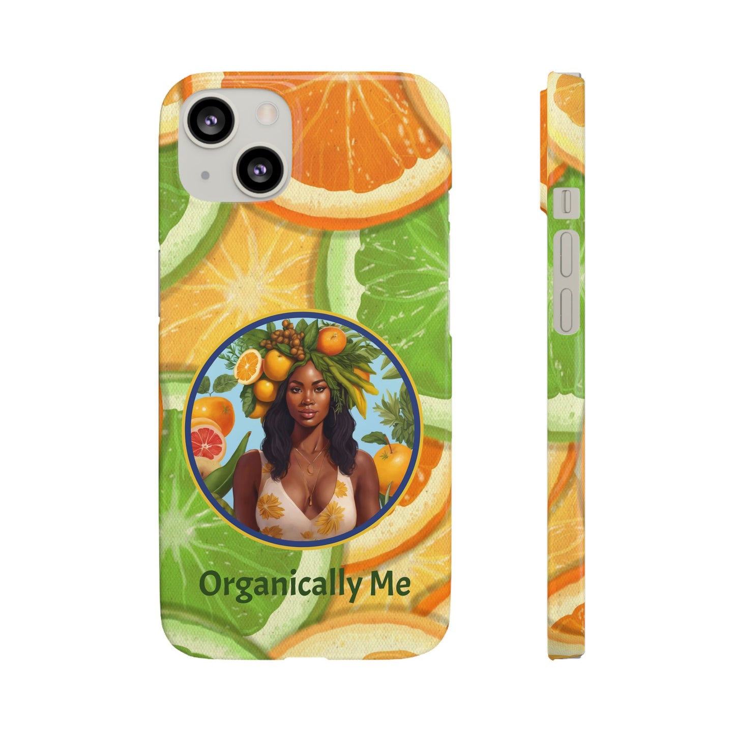 Organically Me Citrus Fruits Garden Snap Phone Case with Black Woman, Veggie Chic for Androids and iPhone models