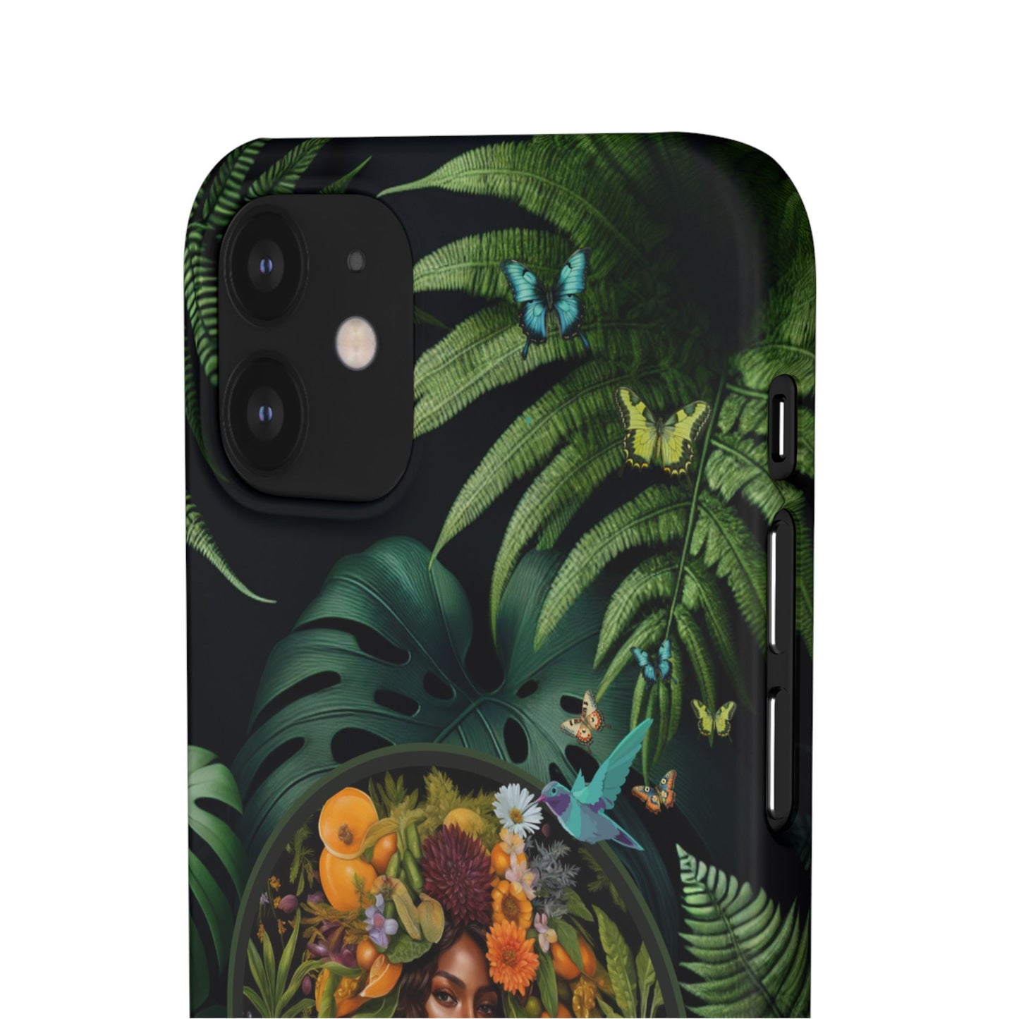 100% Organic A Fern Monstera Plant Garden Snap Phone Case with Black Woman, for iPhone and Android Models