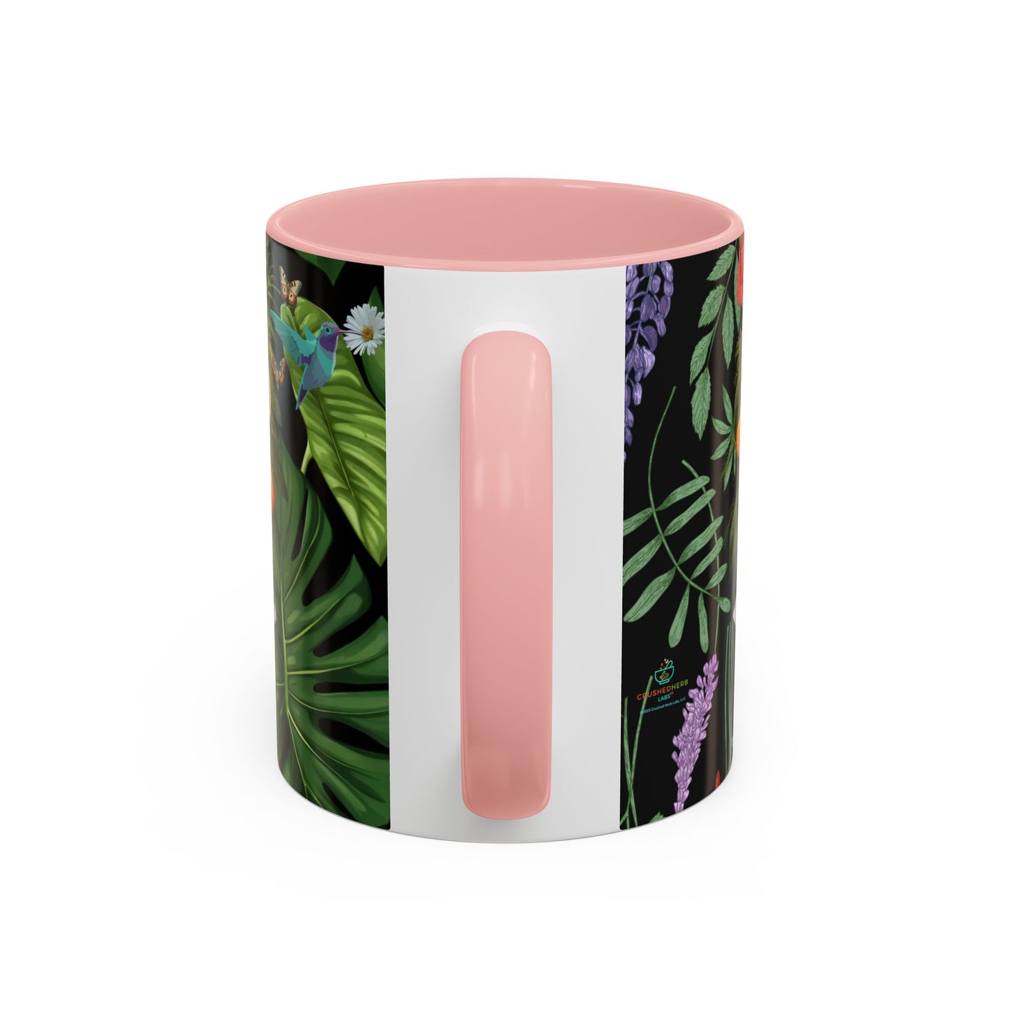 100% Organic Black Jungle Plant Garden Vegan Ceramic Plant Mug with (11oz) 8 Color Combos Double-Side Design