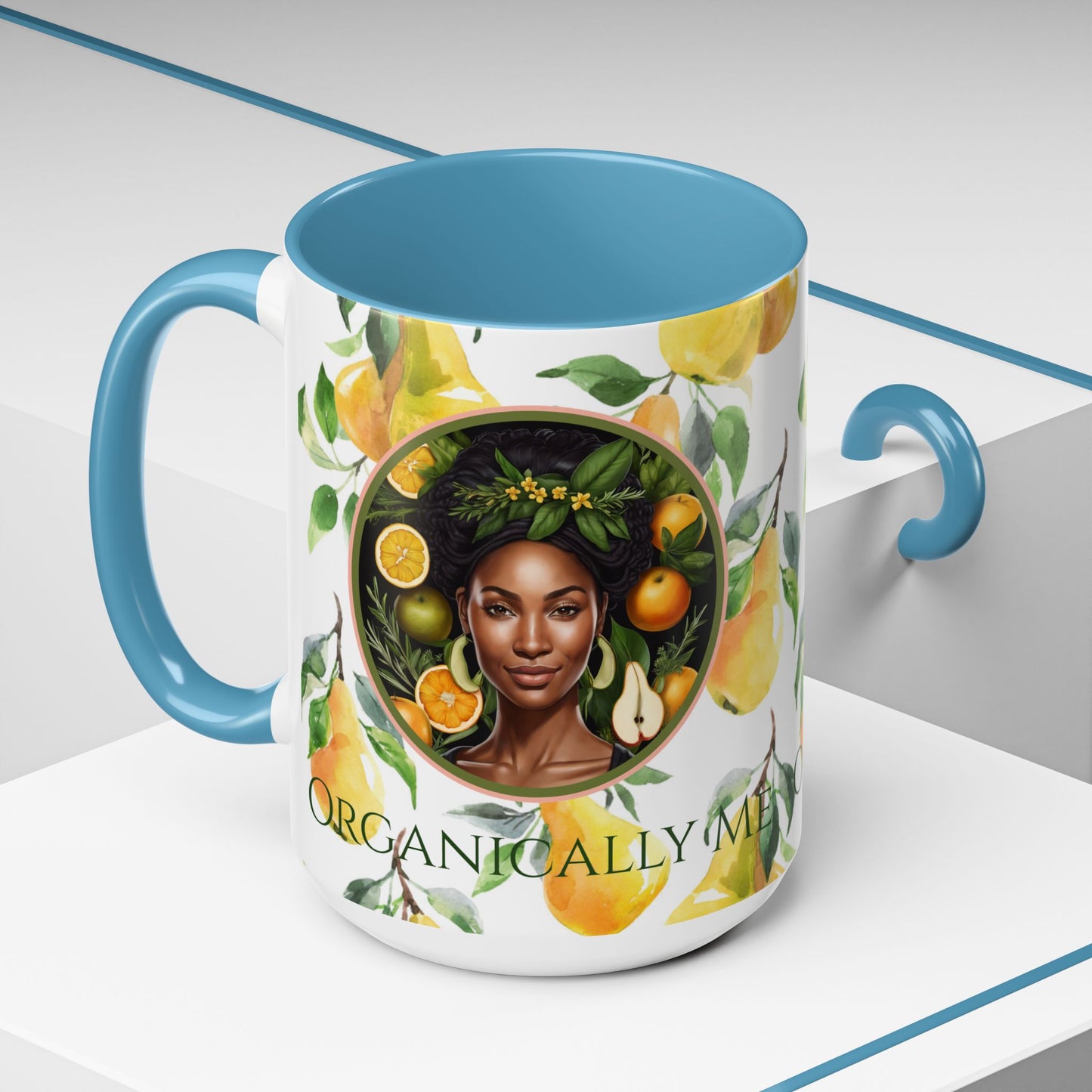 Organically Me Yellow Pear Plant Garden Vegan Ceramic Plant Mug with Black woman (11oz) 8 Color Combos