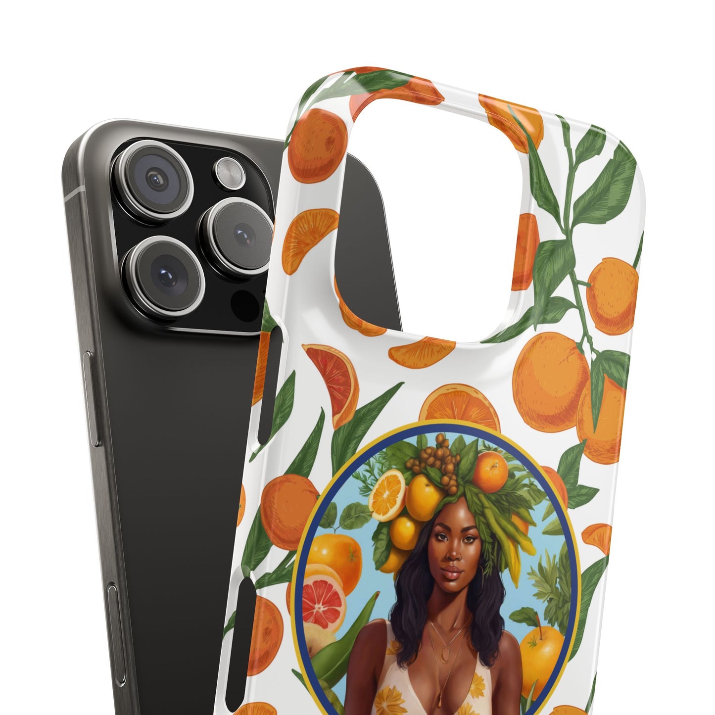 100% Organic Orange Plant Garden Snap Phone Case with Black Woman, Veggie Chic for Androids and iPhone models