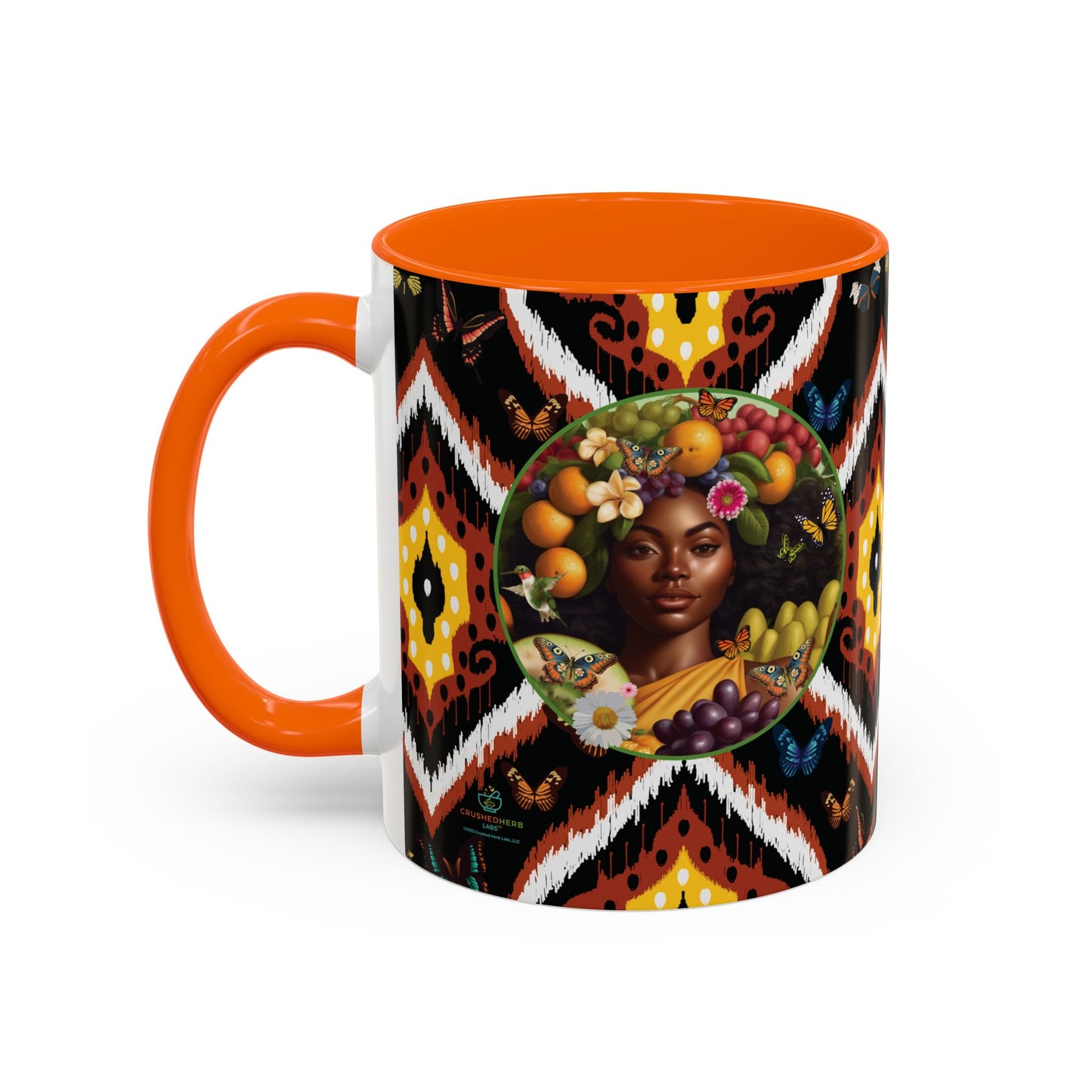 Organically Me A.1 Tribal Butterfly Plant Garden Vegan Ceramic Plant Mug with Black woman (11oz) 8 Color Combos