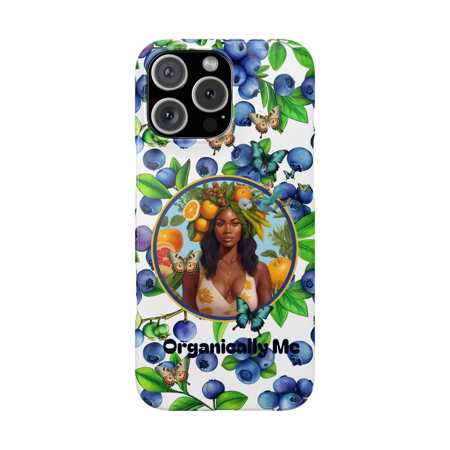 Organically Me Blueberry Plant B Garden Snap Phone Case with Black Woman, for iPhone and Android