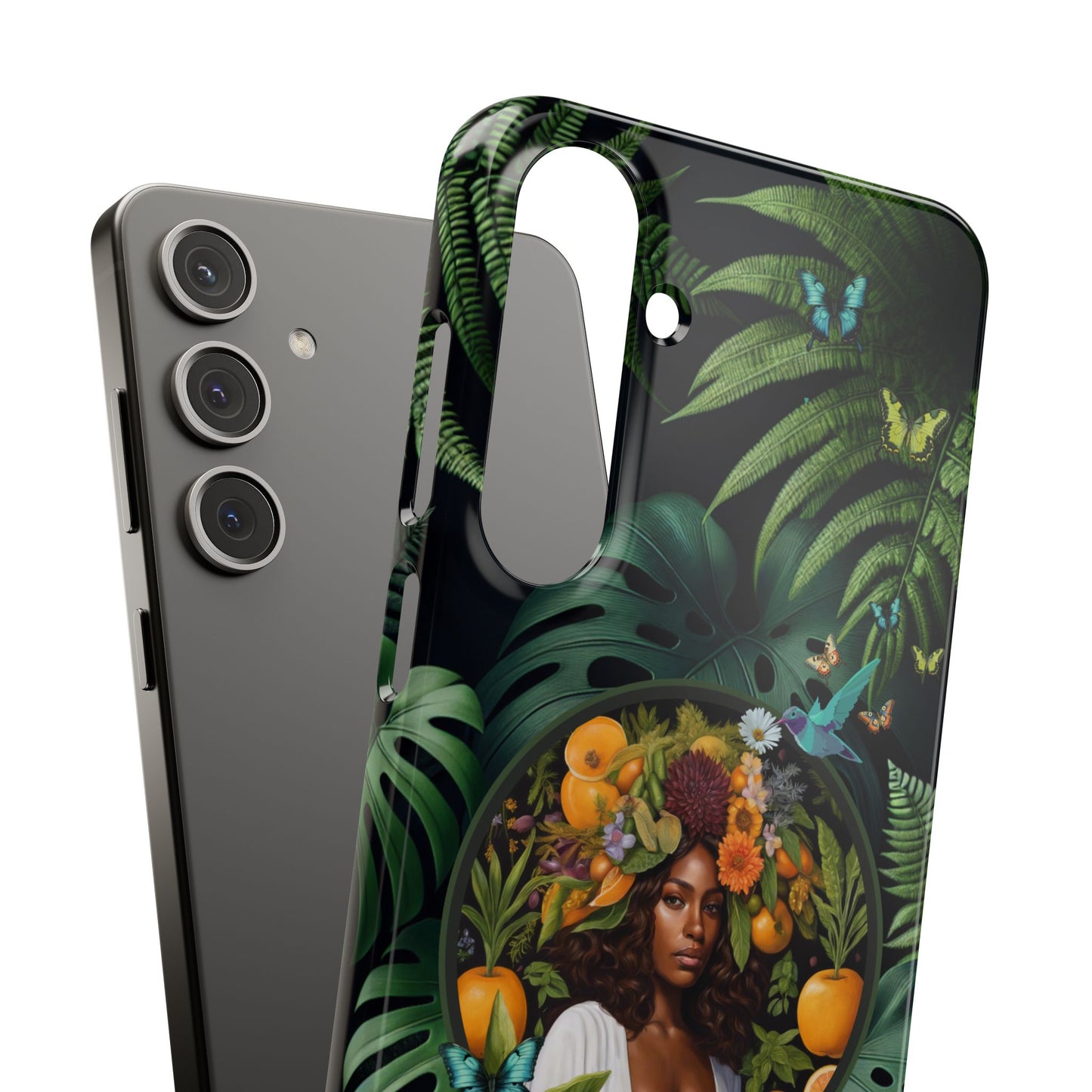 100% Organic A Fern Monstera Plant Garden Snap Phone Case with Black Woman, for iPhone and Android Models