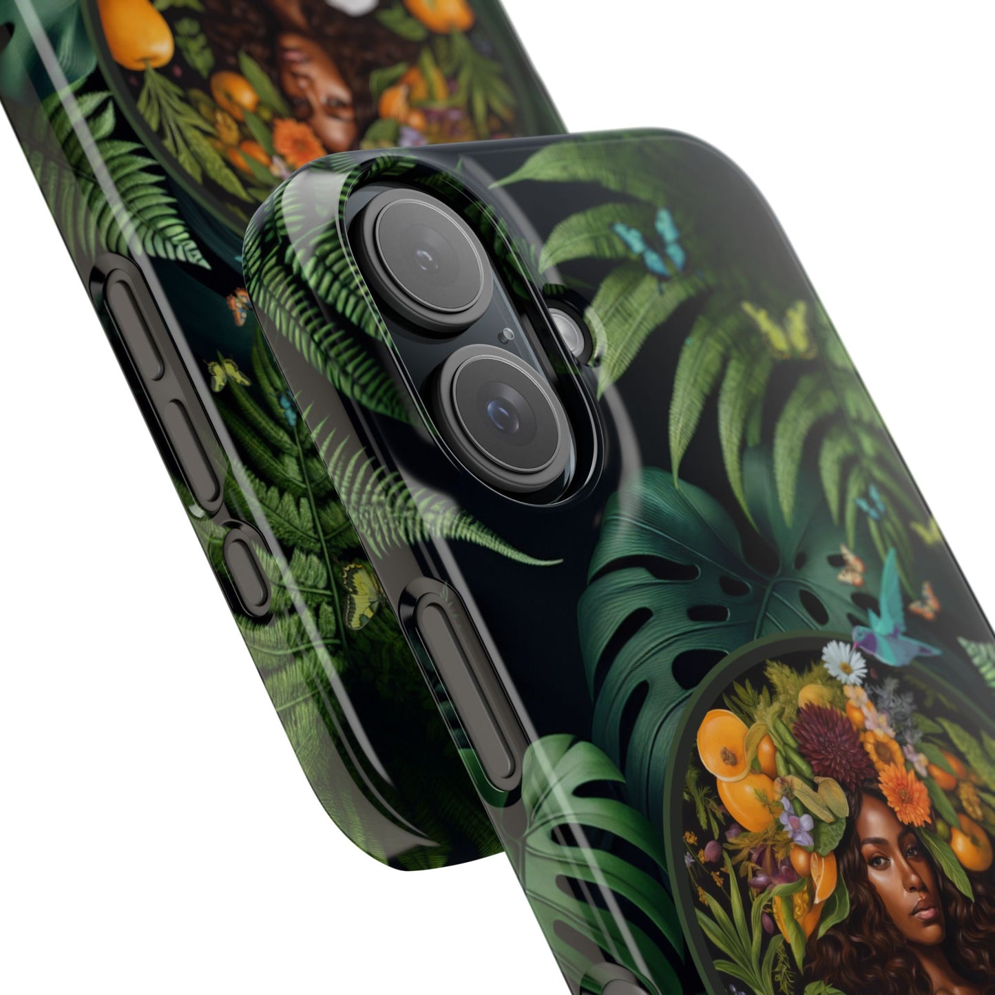 100% Organic A Fern Monstera Plant Garden Snap Phone Case with Black Woman, for iPhone and Android Models