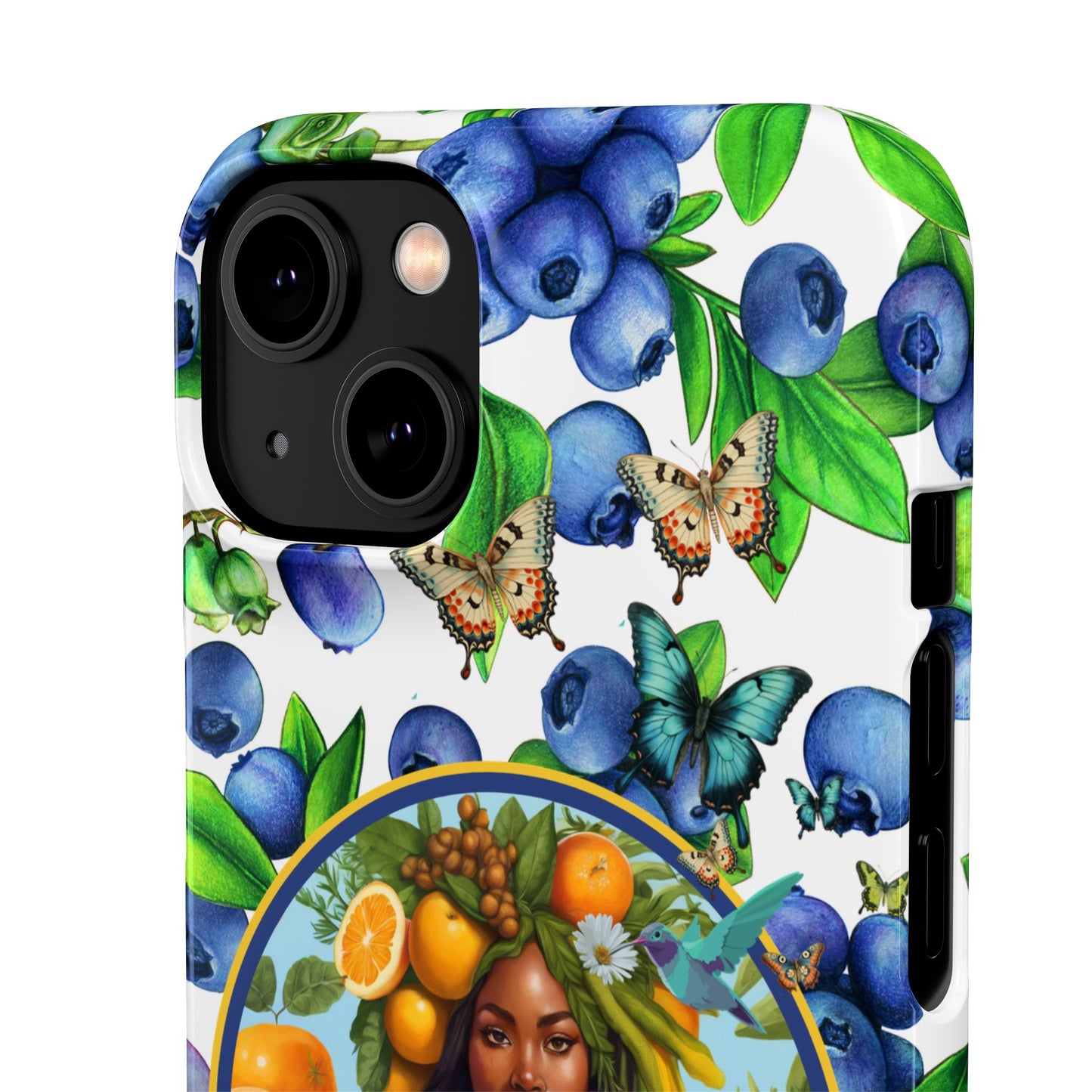 Organically Me Blueberry Plant B Garden Snap Phone Case with Black Woman, for iPhone and Android
