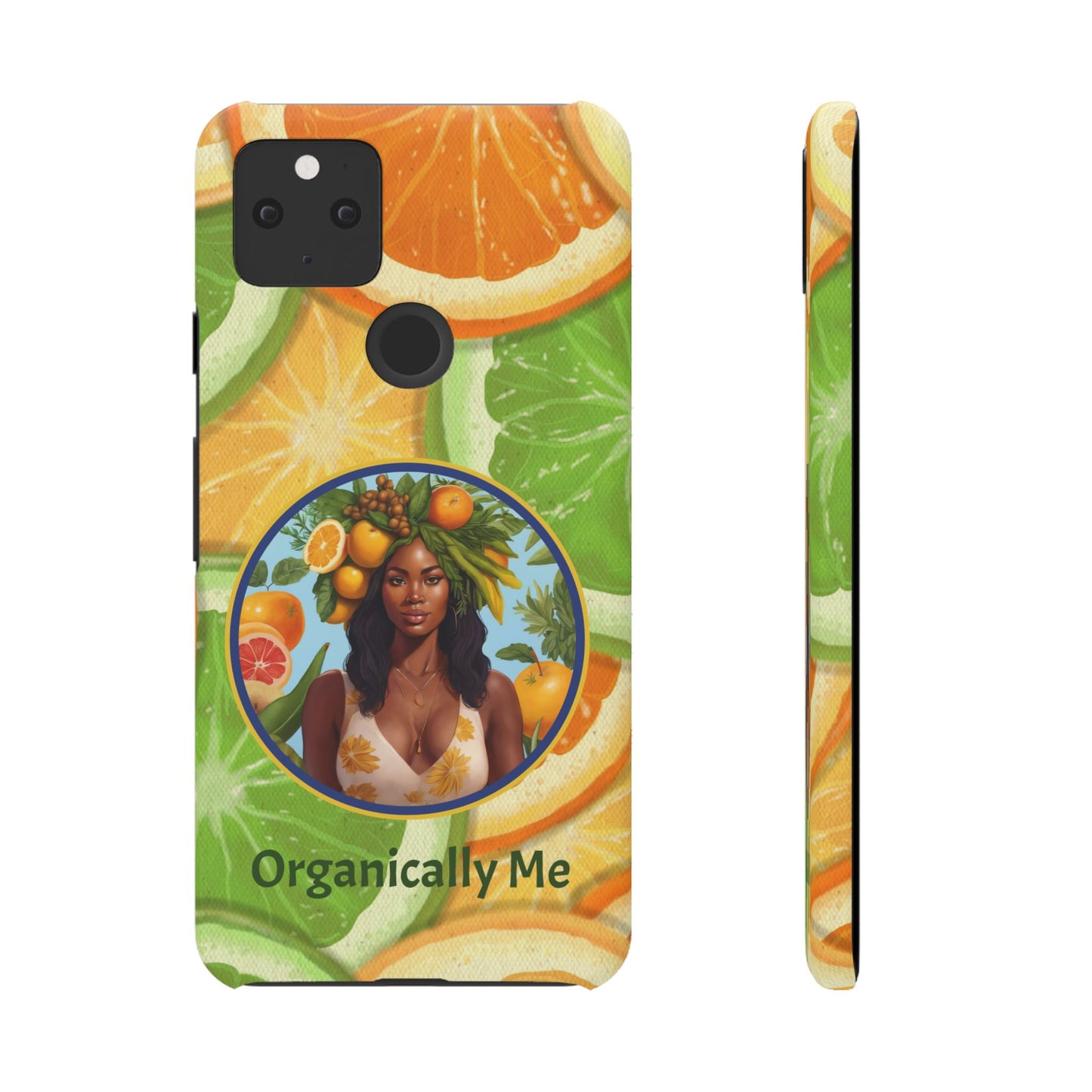 Organically Me Citrus Fruits Garden Snap Phone Case with Black Woman, Veggie Chic for Androids and iPhone models