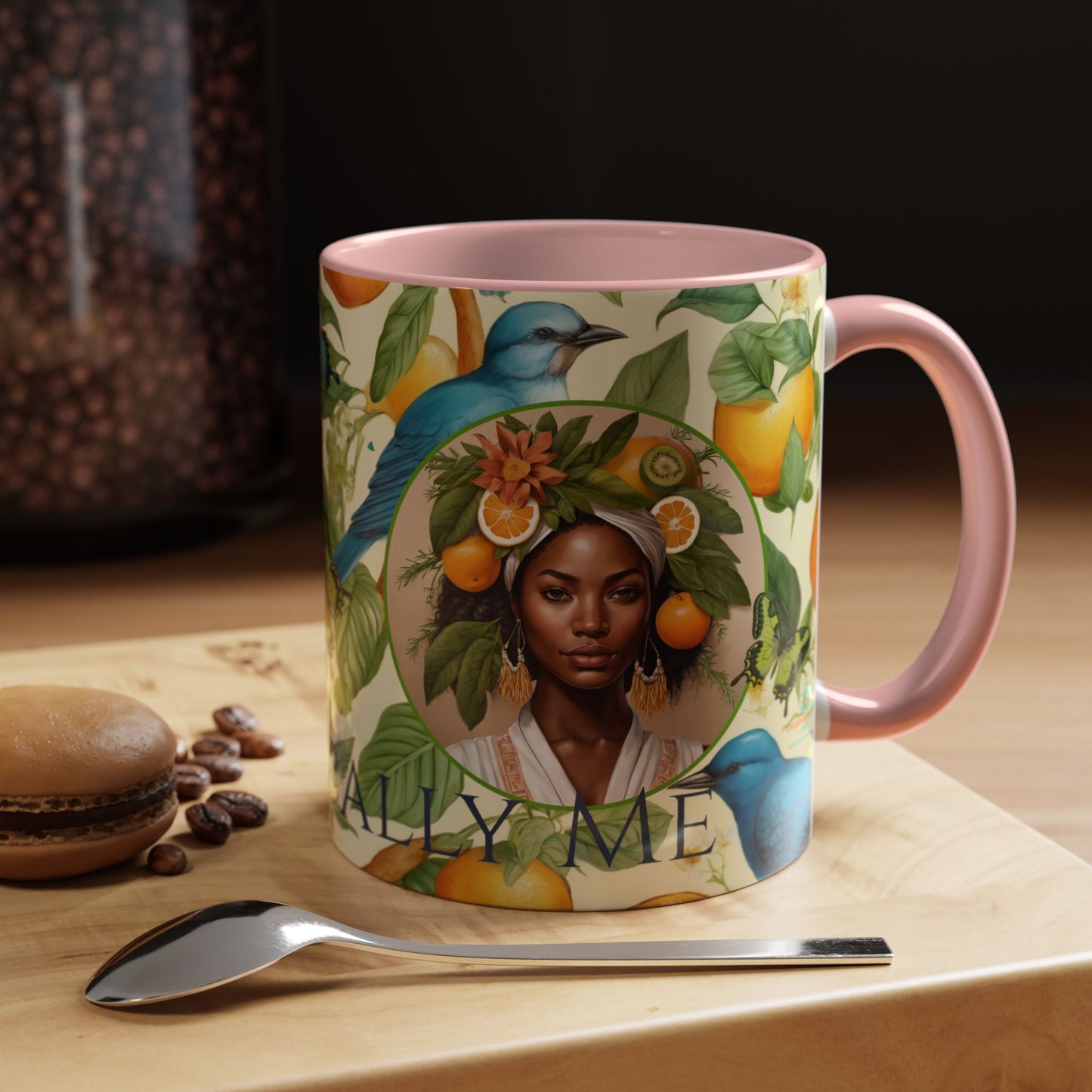 Organically Me A Lemon Bluebird Plant Garden Vegan Ceramic Plant Mug with Black woman (11oz) 8 Color Combos