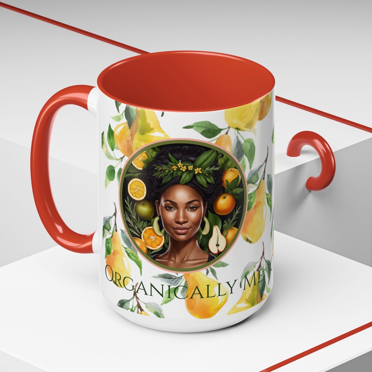 Organically Me Yellow Pear Plant Garden Vegan Ceramic Plant Mug with Black woman (11oz) 8 Color Combos
