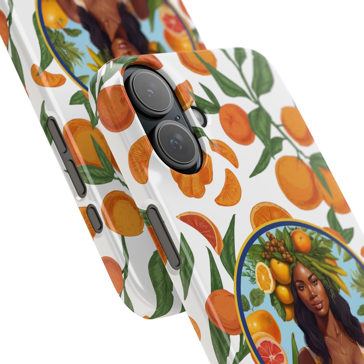 100% Organic Orange Plant Garden Snap Phone Case with Black Woman, Veggie Chic for Androids and iPhone models