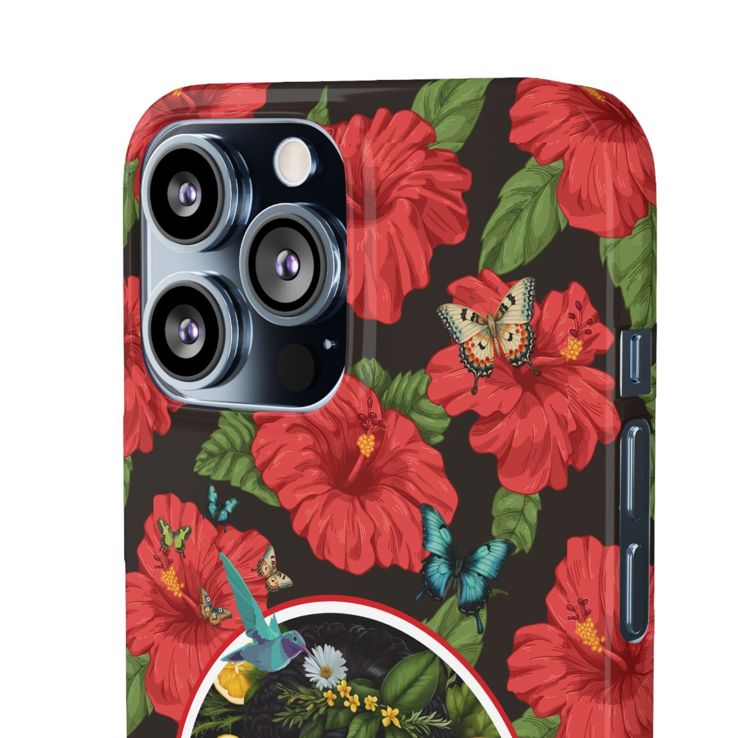 Organically Me Red and White Hibiscus Plant Garden Snap Phone Case with Black Woman, for iPhone and Android