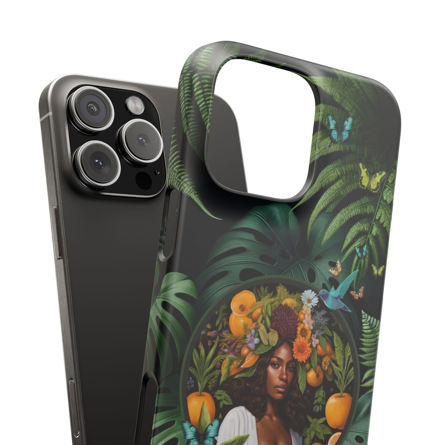 100% Organic A Fern Monstera Plant Garden Snap Phone Case with Black Woman, for iPhone and Android Models