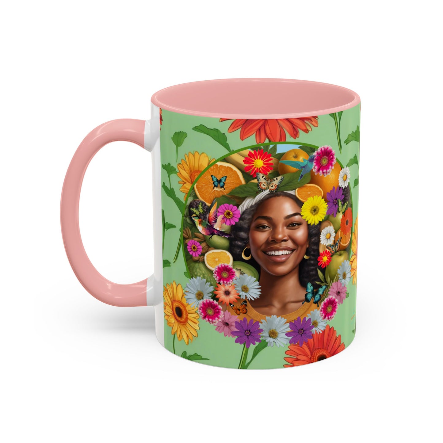 Organically Me A Joy Daisy Plant Garden Vegan Ceramic Plant Mug with Black woman (11oz) 8 Color Combos