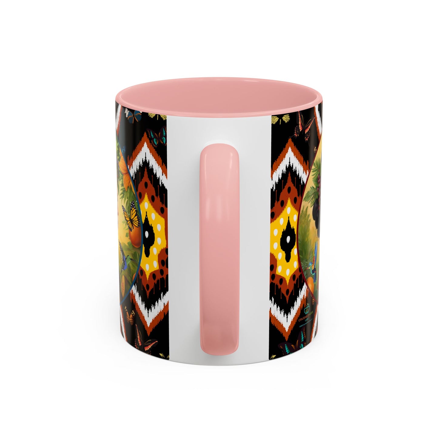 Organically Me A Tribal Butterfly Plant Garden Vegan Ceramic Plant Mug with Black woman (11oz) 8 Color Combos