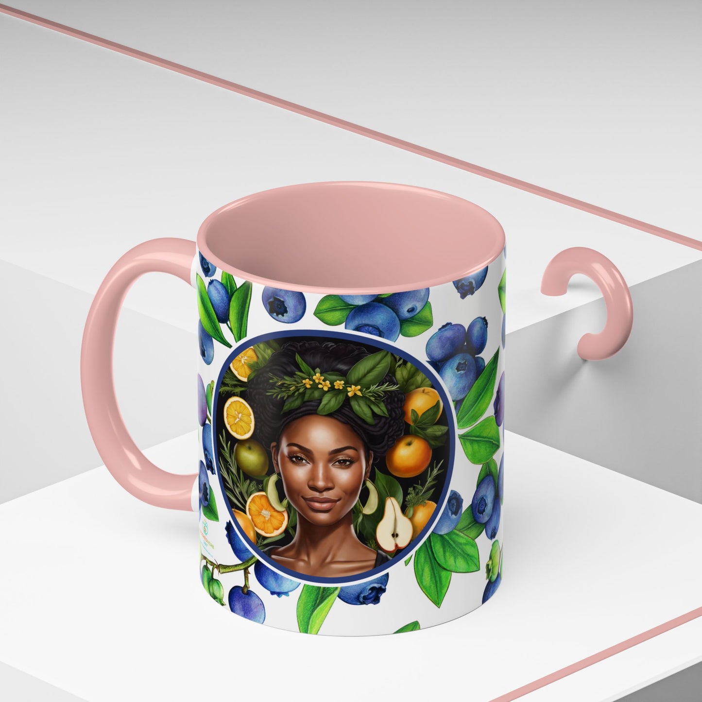 Organically Me Blueberry Plant Garden Vegan Ceramic Plant Mug with Black woman (11oz) 8 Color Combos