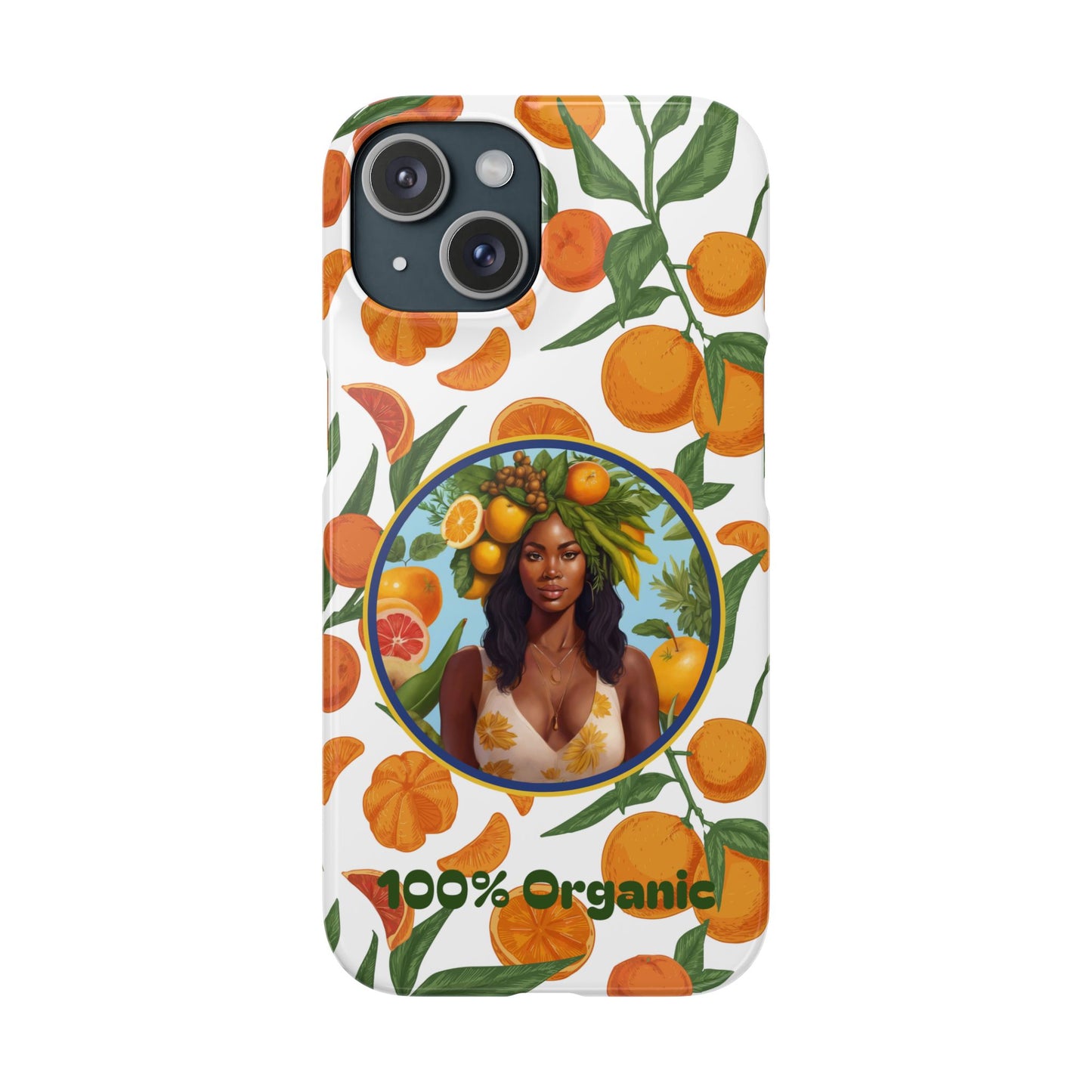 100% Organic Orange Plant Garden Snap Phone Case with Black Woman, Veggie Chic for Androids and iPhone models