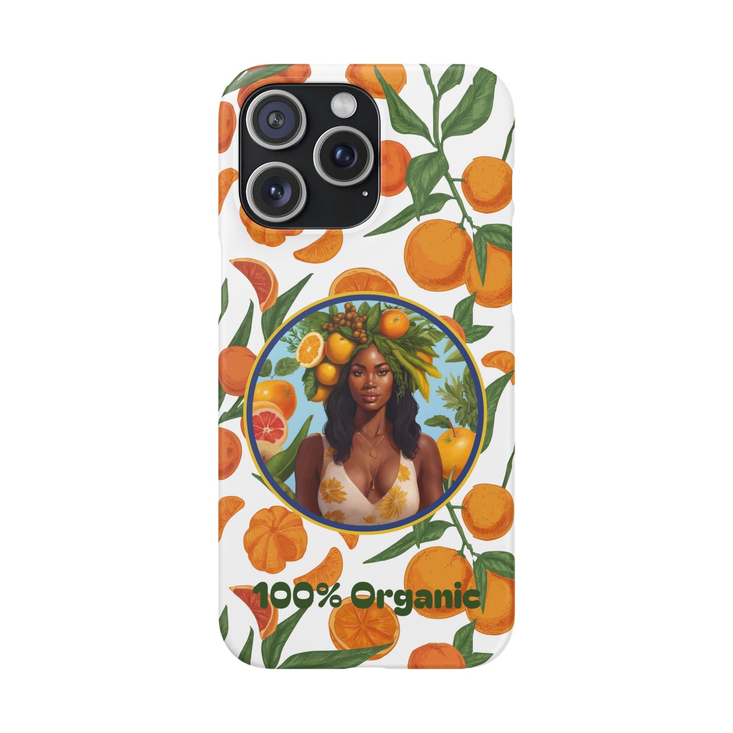 100% Organic Orange Plant Garden Snap Phone Case with Black Woman, Veggie Chic for Androids and iPhone models