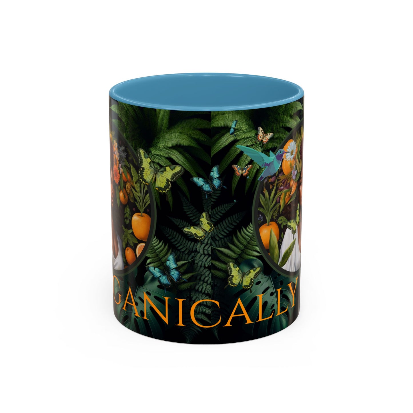 100% Organic A Fern Monstera Plant Garden Vegan Ceramic Plant Mug with Black woman (11oz) 8 Color Combos