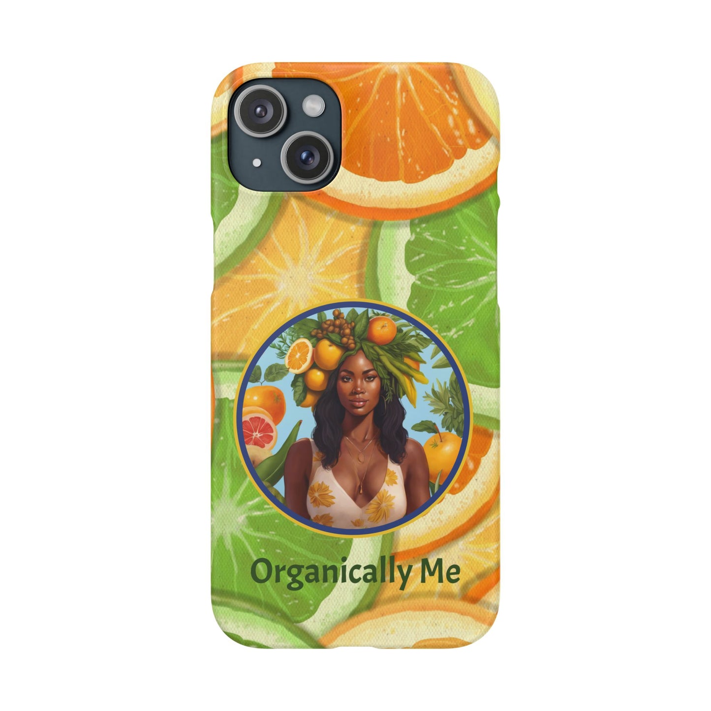 Organically Me Citrus Fruits Garden Snap Phone Case with Black Woman, Veggie Chic for Androids and iPhone models