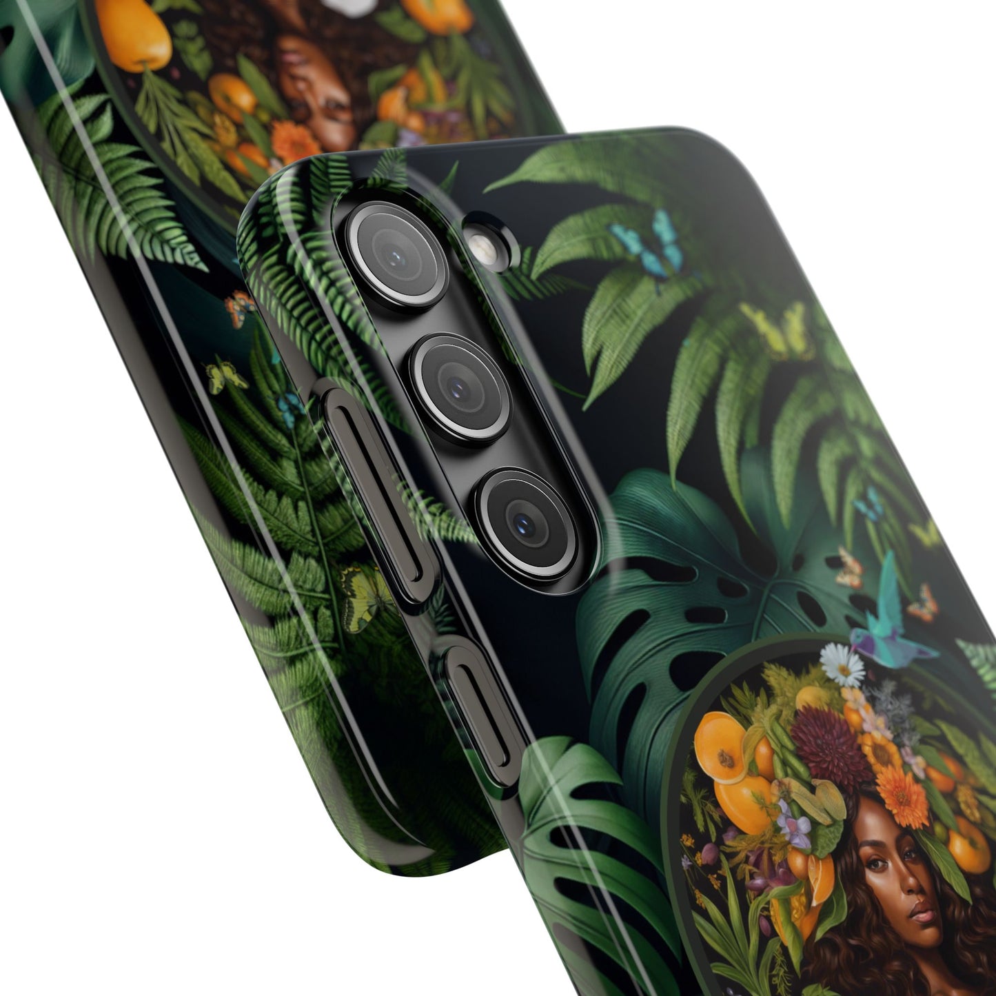 100% Organic A Fern Monstera Plant Garden Snap Phone Case with Black Woman, for iPhone and Android Models