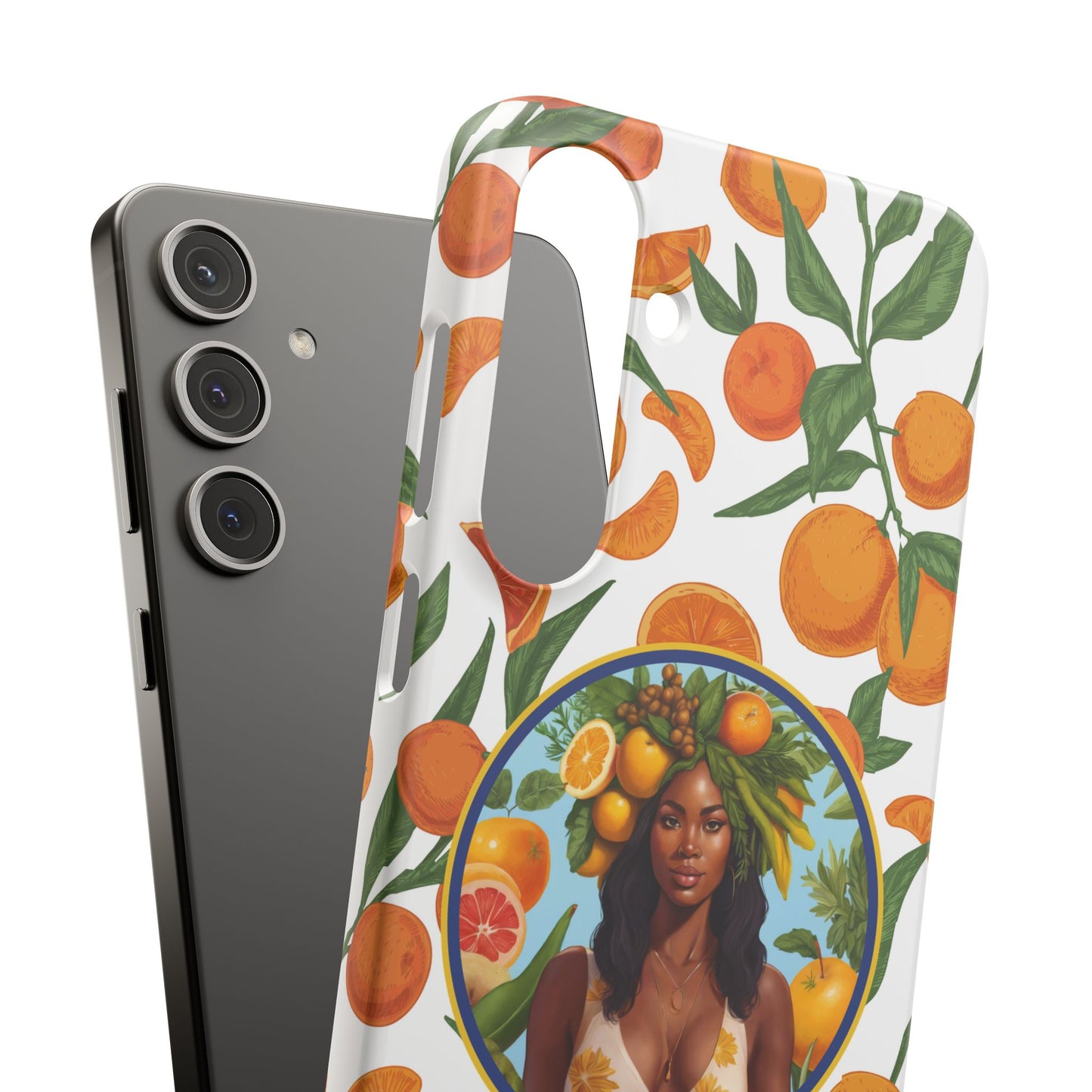100% Organic Orange Plant Garden Snap Phone Case with Black Woman, Veggie Chic for Androids and iPhone models