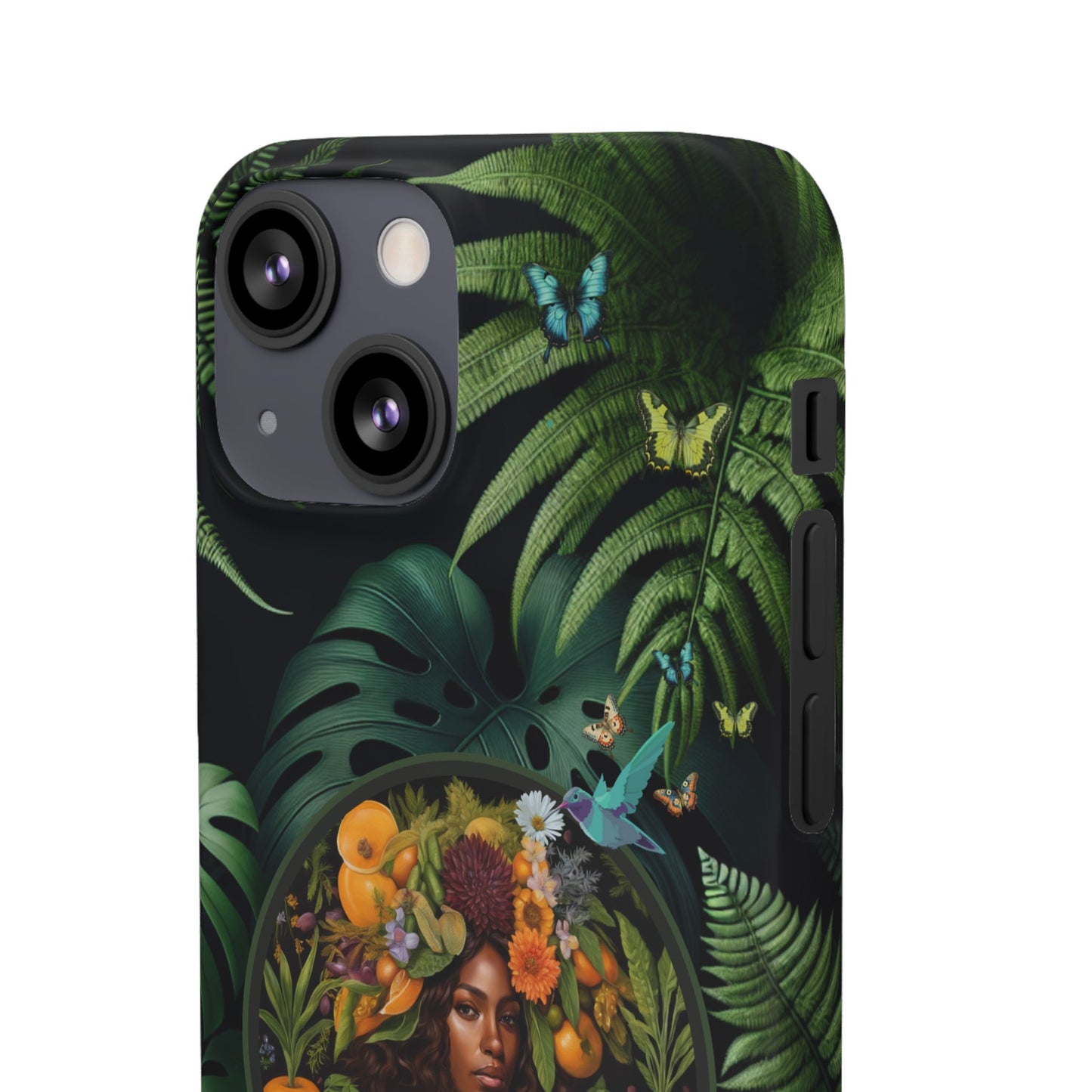 100% Organic A Fern Monstera Plant Garden Snap Phone Case with Black Woman, for iPhone and Android Models