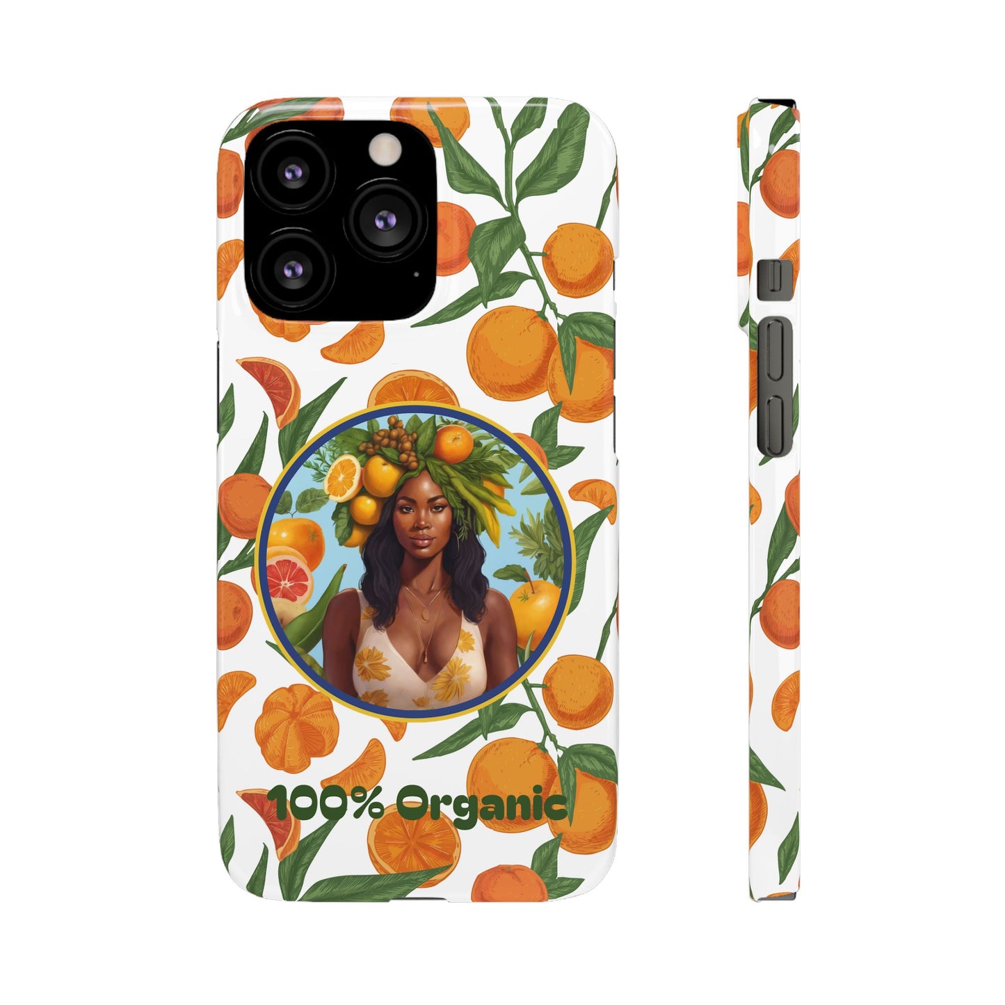 100% Organic Orange Plant Garden Snap Phone Case with Black Woman, Veggie Chic for Androids and iPhone models