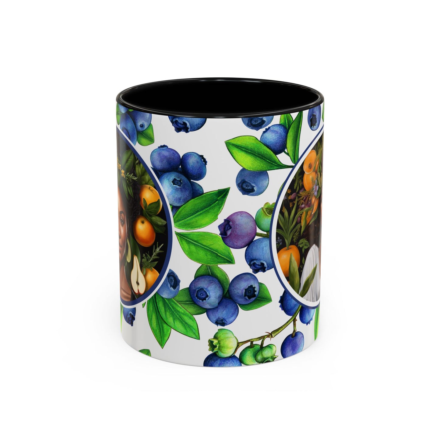 Organically Me Blueberry Plant Garden Vegan Ceramic Plant Mug with Black woman (11oz) 8 Color Combos