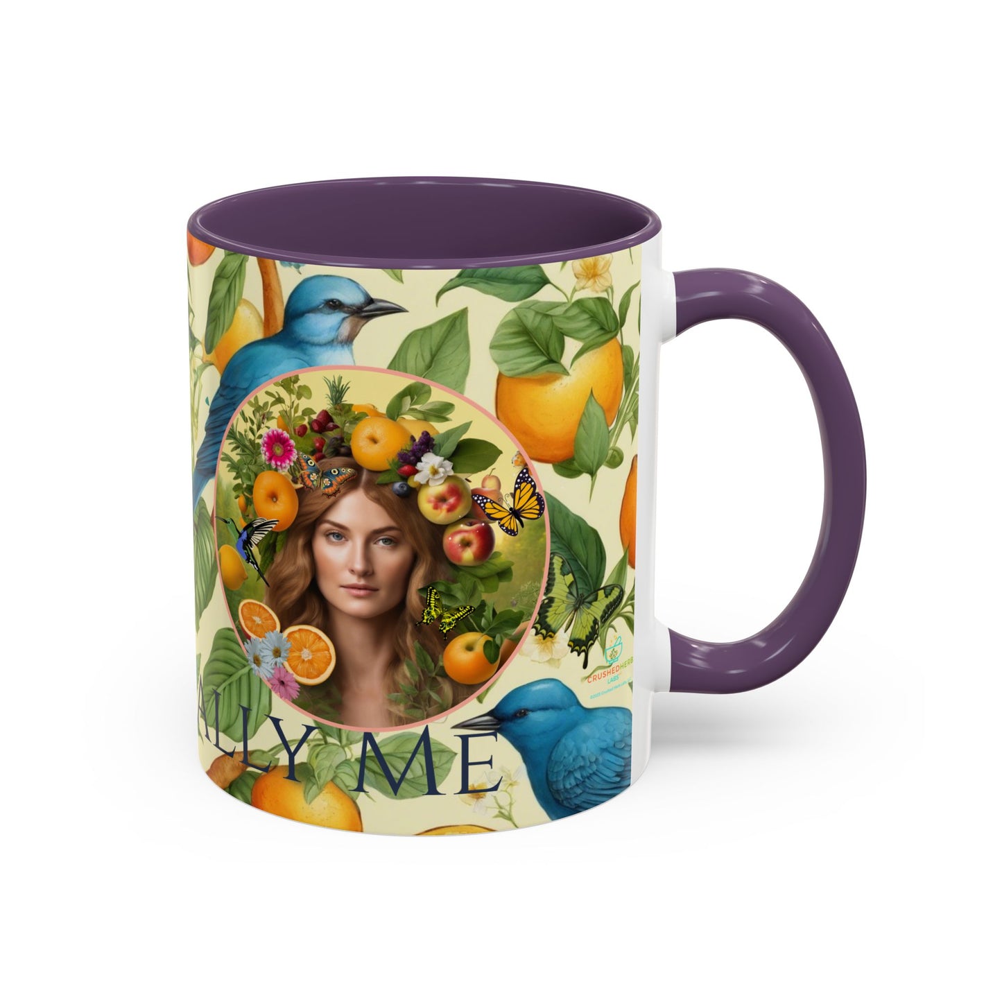 Organically Me A Lemon Bluebird Leda Plant Garden Vegan Ceramic Plant Mug with Black woman (11oz) 8 Color Combos