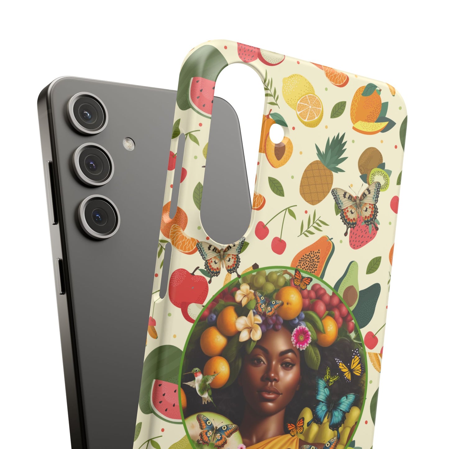 Organically Me Fruit & Veggie Queen Plant Garden Snap Phone Case with Black Woman, for iPhone and Android