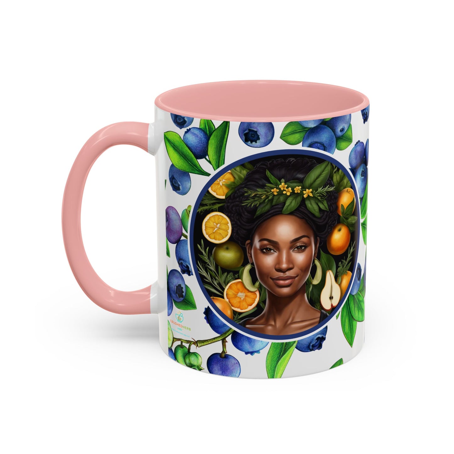 Organically Me Blueberry Plant Garden Vegan Ceramic Plant Mug with Black woman (11oz) 8 Color Combos