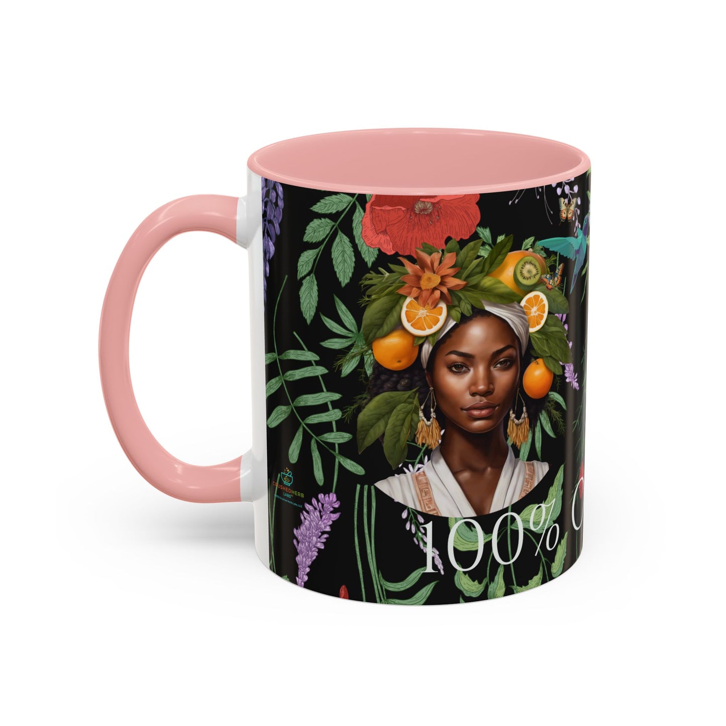 100% Organic Black Jungle Plant Garden Vegan Ceramic Plant Mug with (11oz) 8 Color Combos Double-Side Design