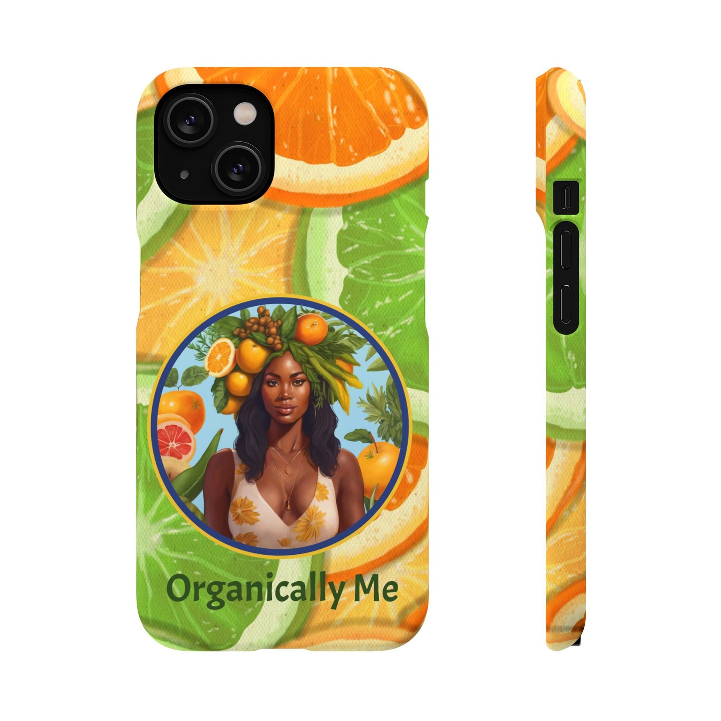 Organically Me Citrus Fruits Garden Snap Phone Case with Black Woman, Veggie Chic for Androids and iPhone models