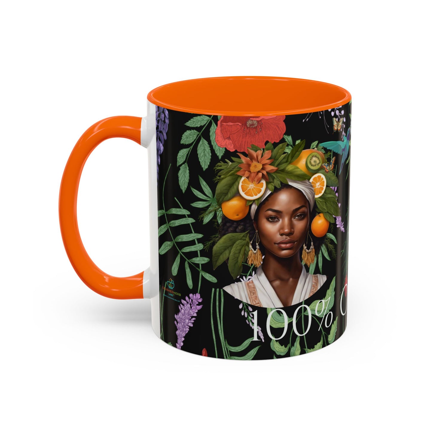 100% Organic Black Jungle Plant Garden Vegan Ceramic Plant Mug with (11oz) 8 Color Combos Double-Side Design