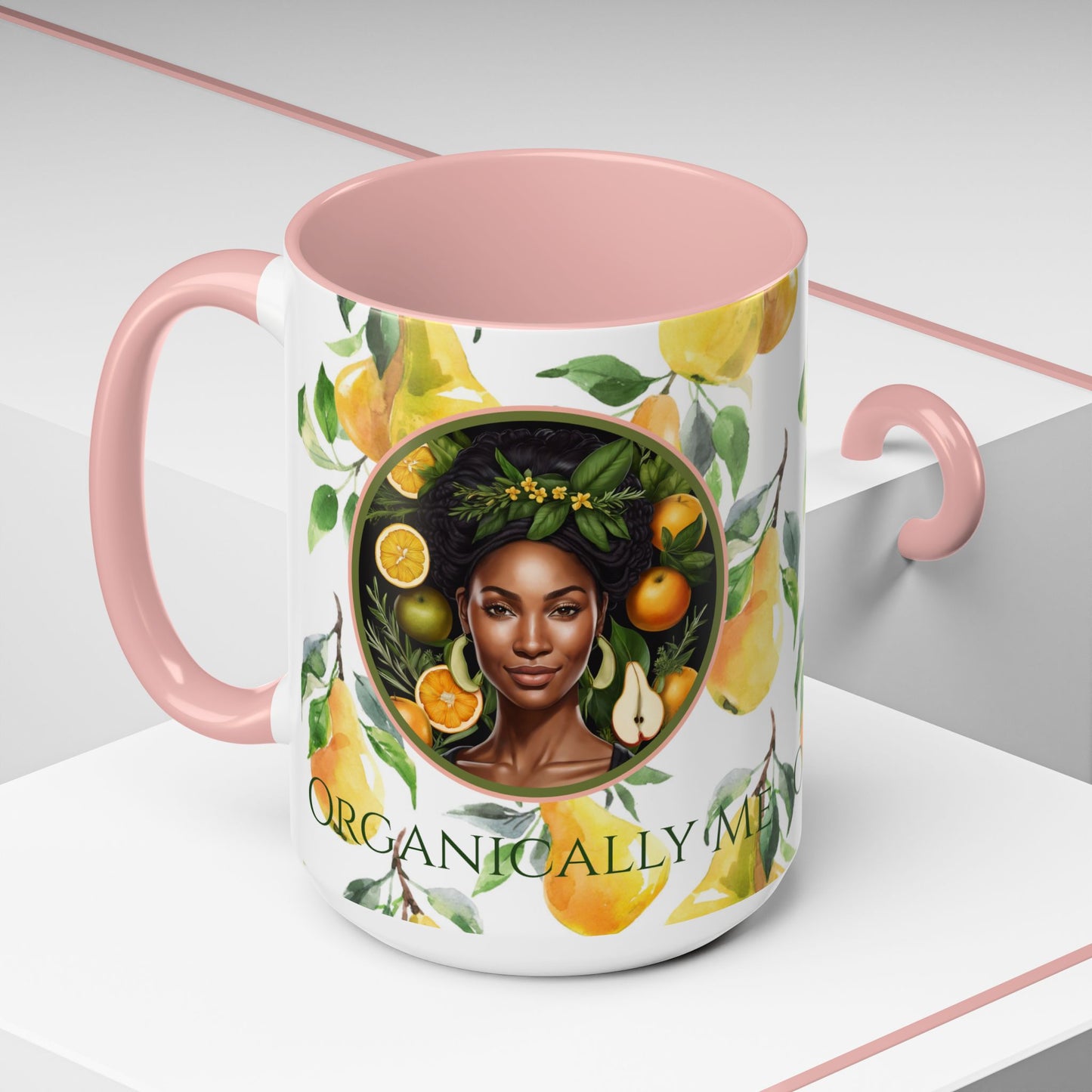 Organically Me Yellow Pear Plant Garden Vegan Ceramic Plant Mug with Black woman (11oz) 8 Color Combos