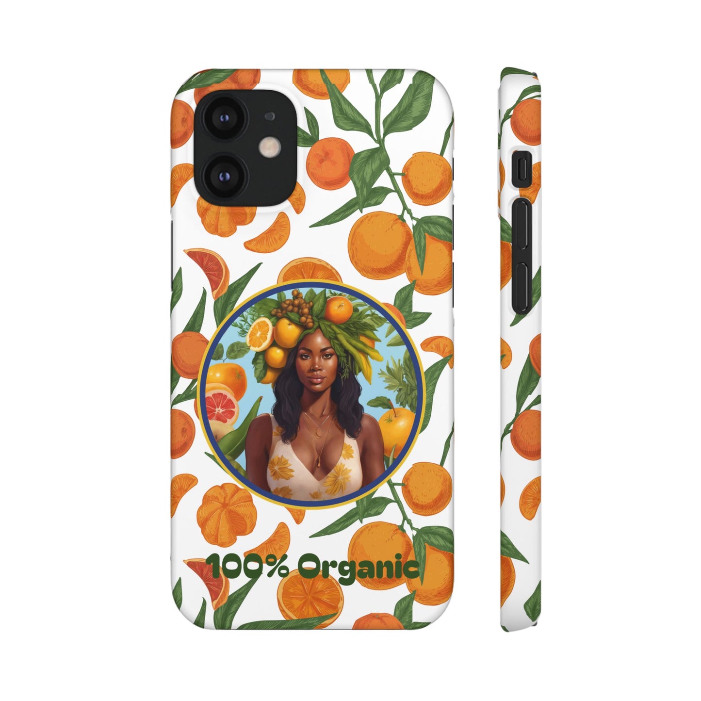 100% Organic Orange Plant Garden Snap Phone Case with Black Woman, Veggie Chic for Androids and iPhone models