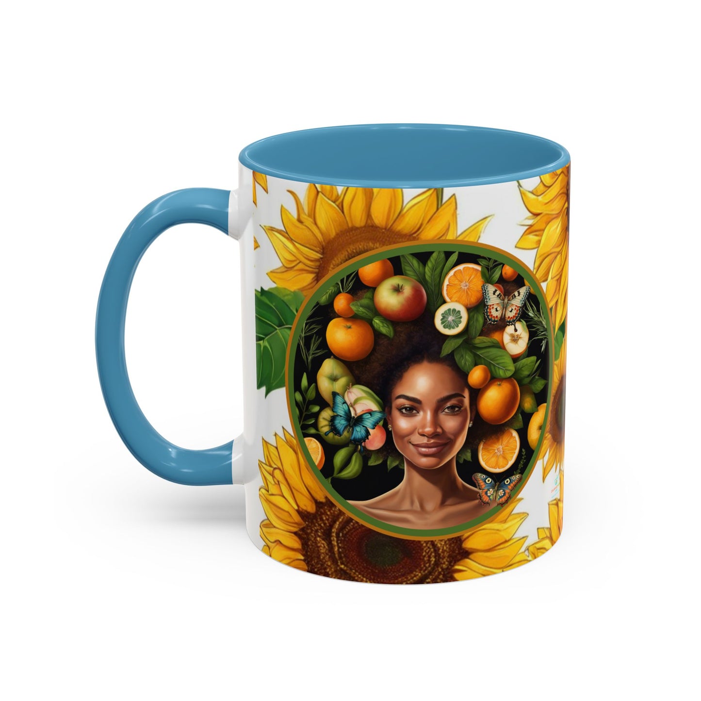 Organically Me Sunflower Plant Garden Vegan Ceramic Plant Mug with Black woman (11oz) 8 Color Combos