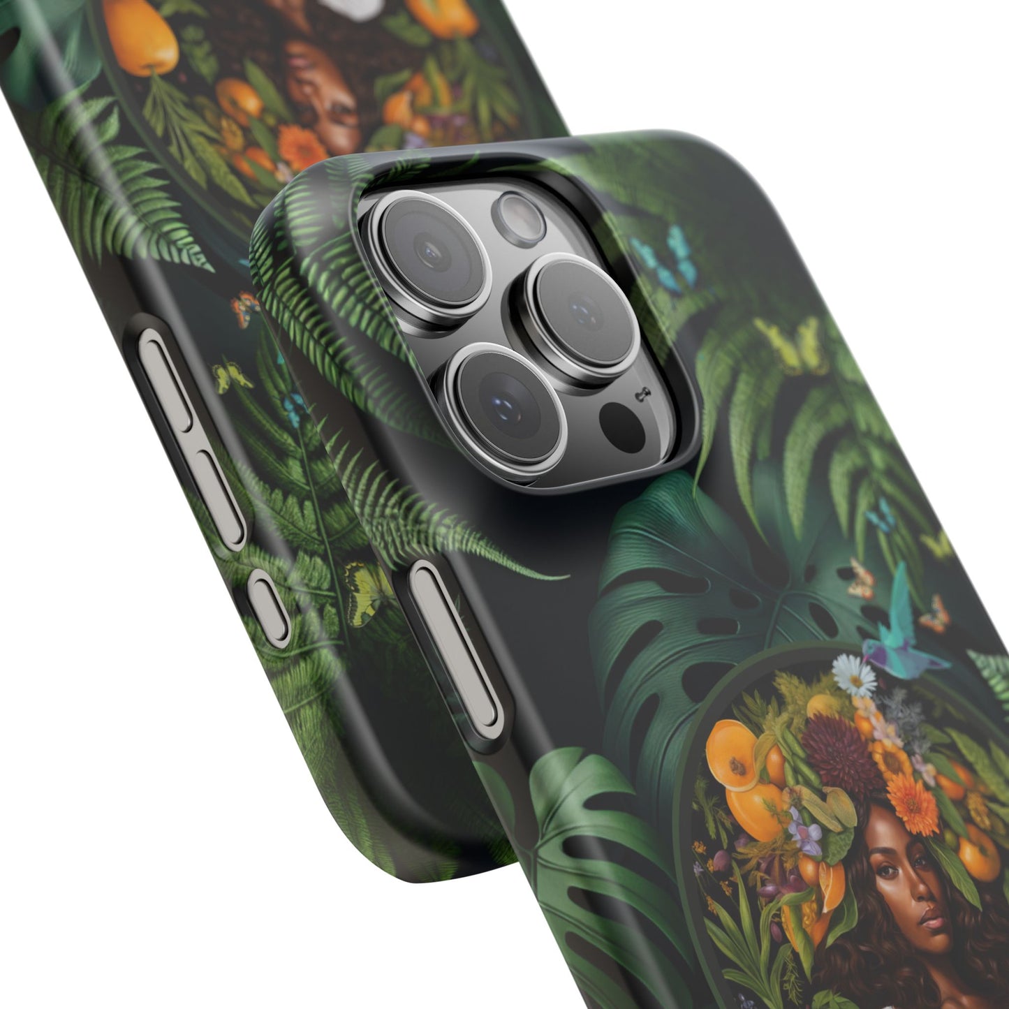 100% Organic A Fern Monstera Plant Garden Snap Phone Case with Black Woman, for iPhone and Android Models