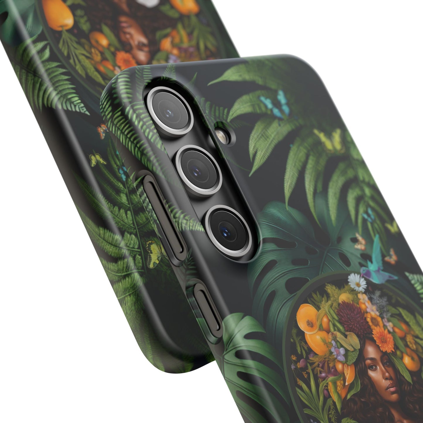 100% Organic A Fern Monstera Plant Garden Snap Phone Case with Black Woman, for iPhone and Android Models
