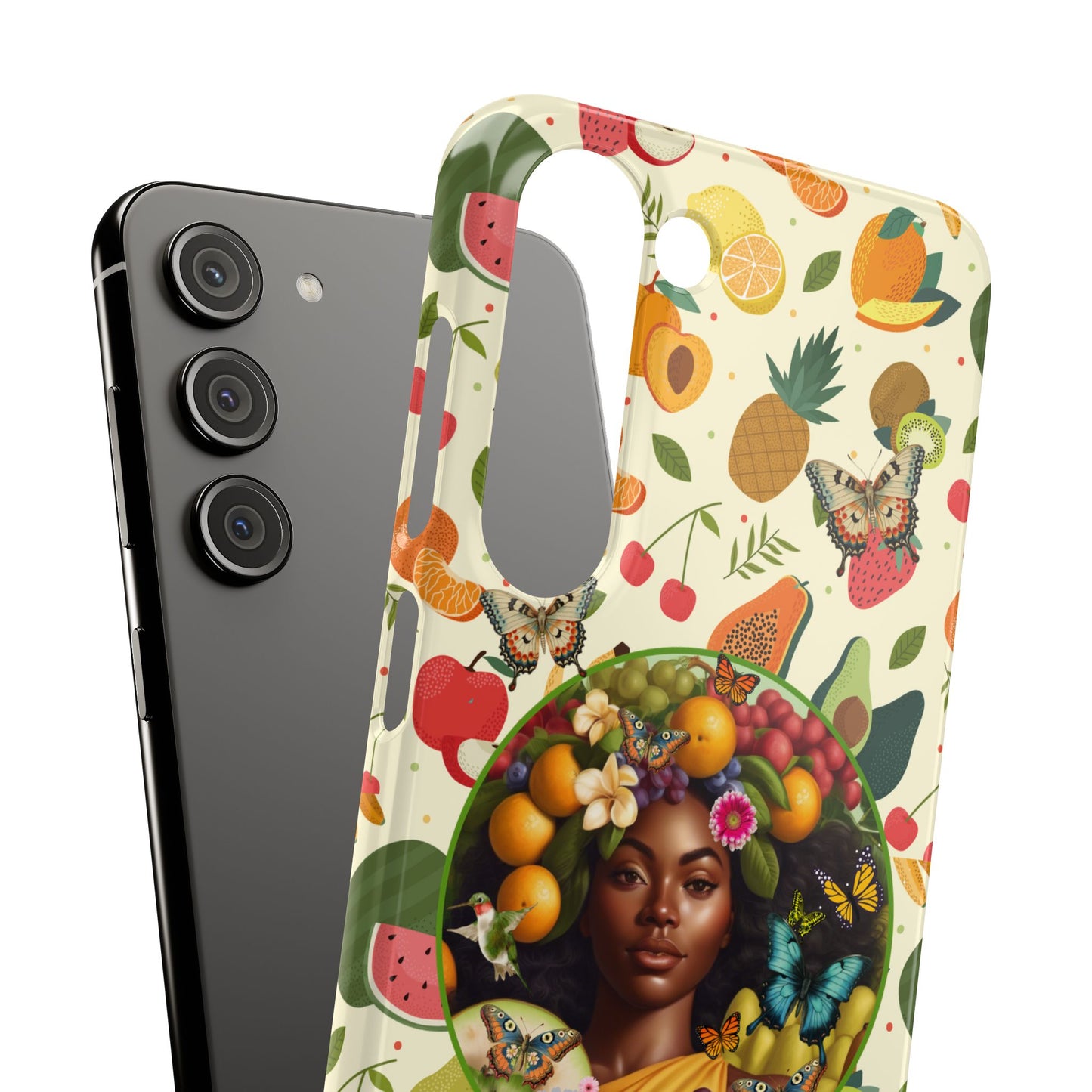 Organically Me Fruit & Veggie Queen Plant Garden Snap Phone Case with Black Woman, for iPhone and Android