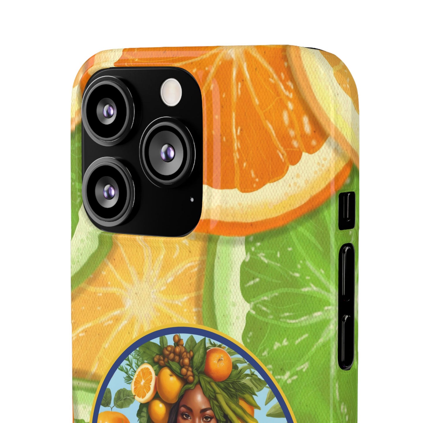 Organically Me Citrus Fruits Garden Snap Phone Case with Black Woman, Veggie Chic for Androids and iPhone models